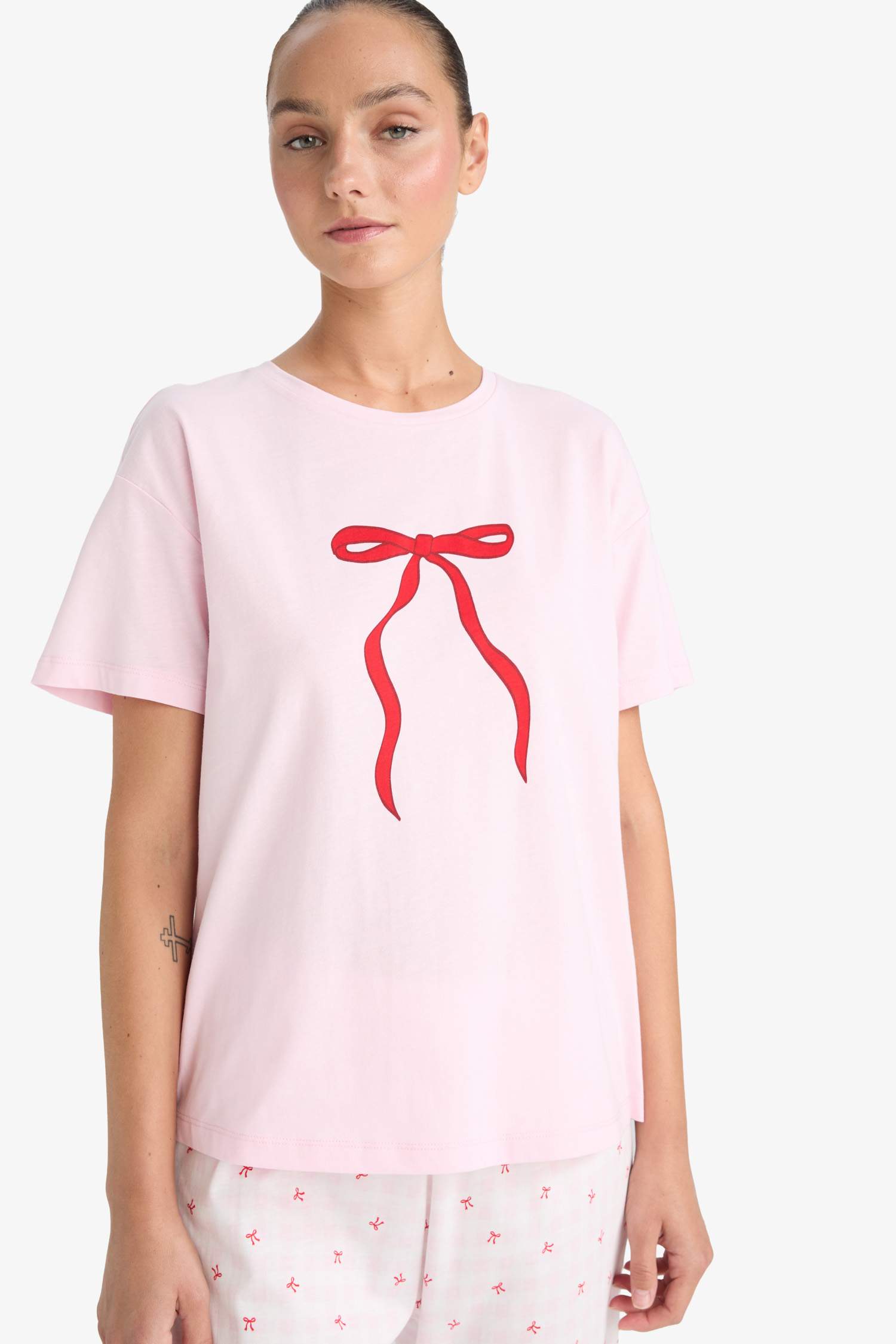 Pijama Takımı Regular Fit Kısa Kollu Üst Uzun Alt-Fall in Love