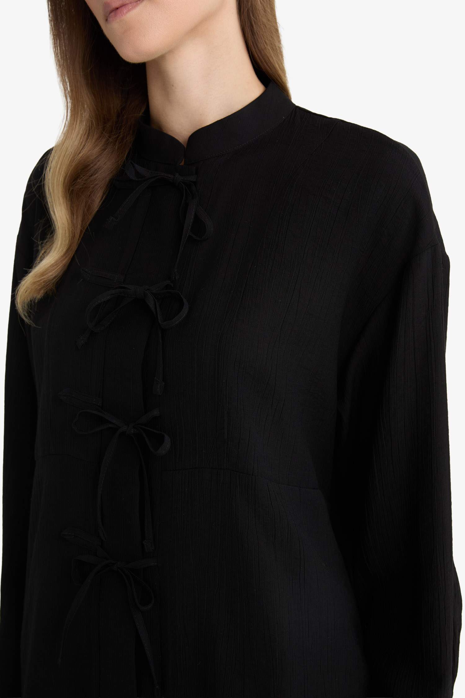 Regular Fit Krinkıl Kumaş Uzun Kollu Tunik