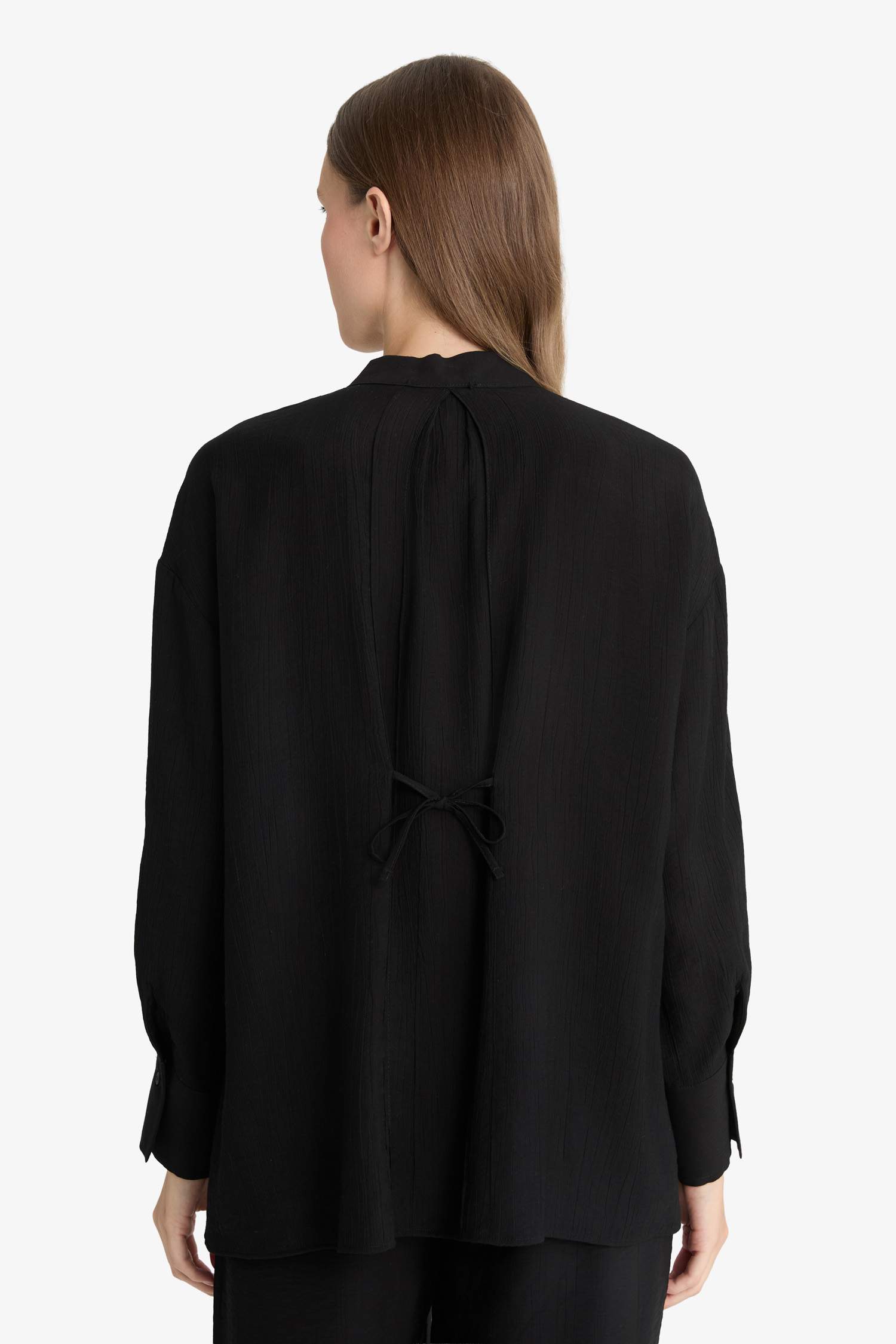 Regular Fit Krinkıl Kumaş Uzun Kollu Tunik