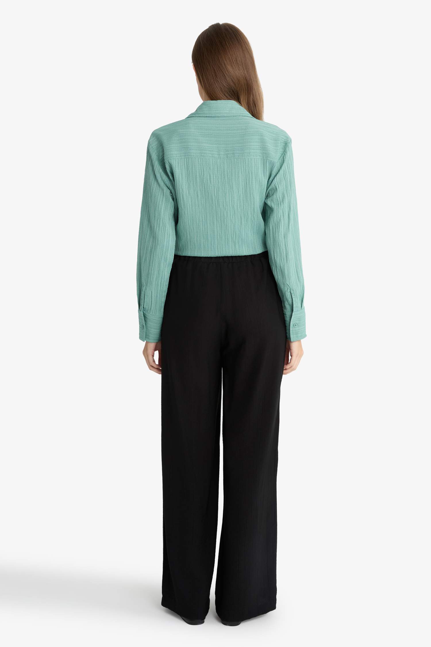 Regular Fit Crinkle Fabric Trousers