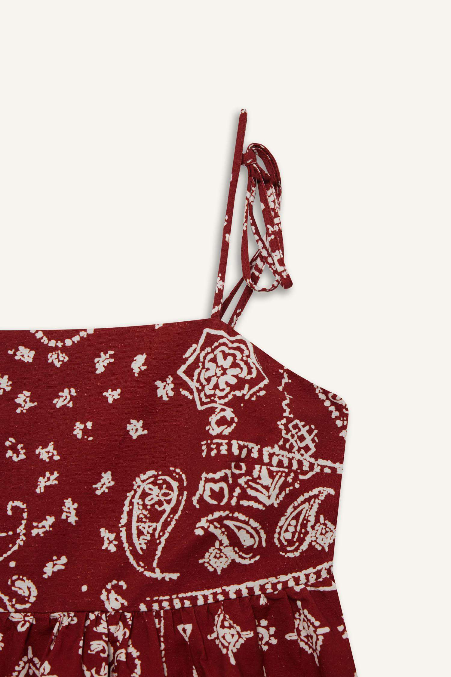 Flare Fit Şal Desenli Poplin Kolsuz Bluz