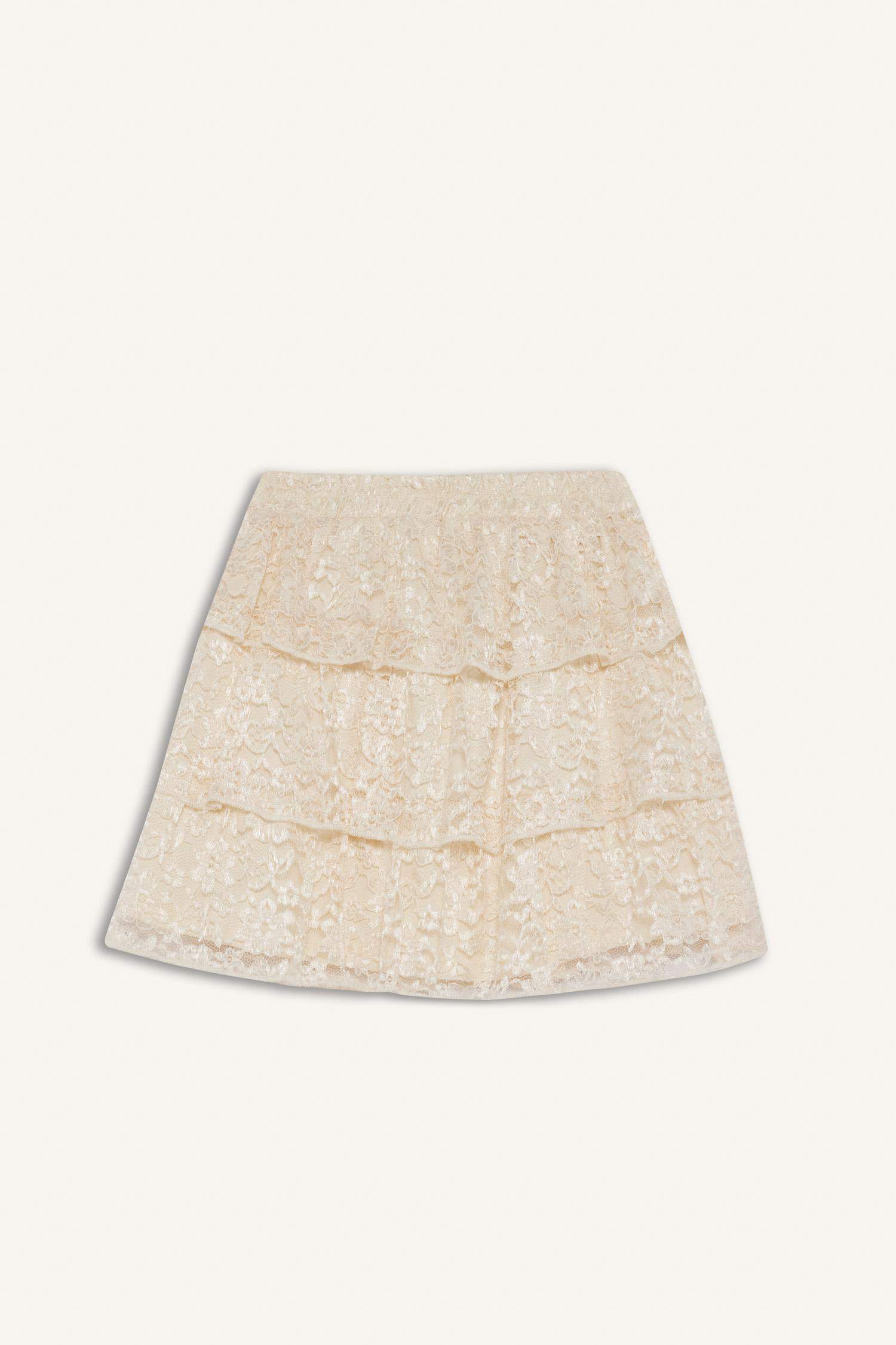 Kız Çocuk Fırfır Detaylı Katlı Etek 