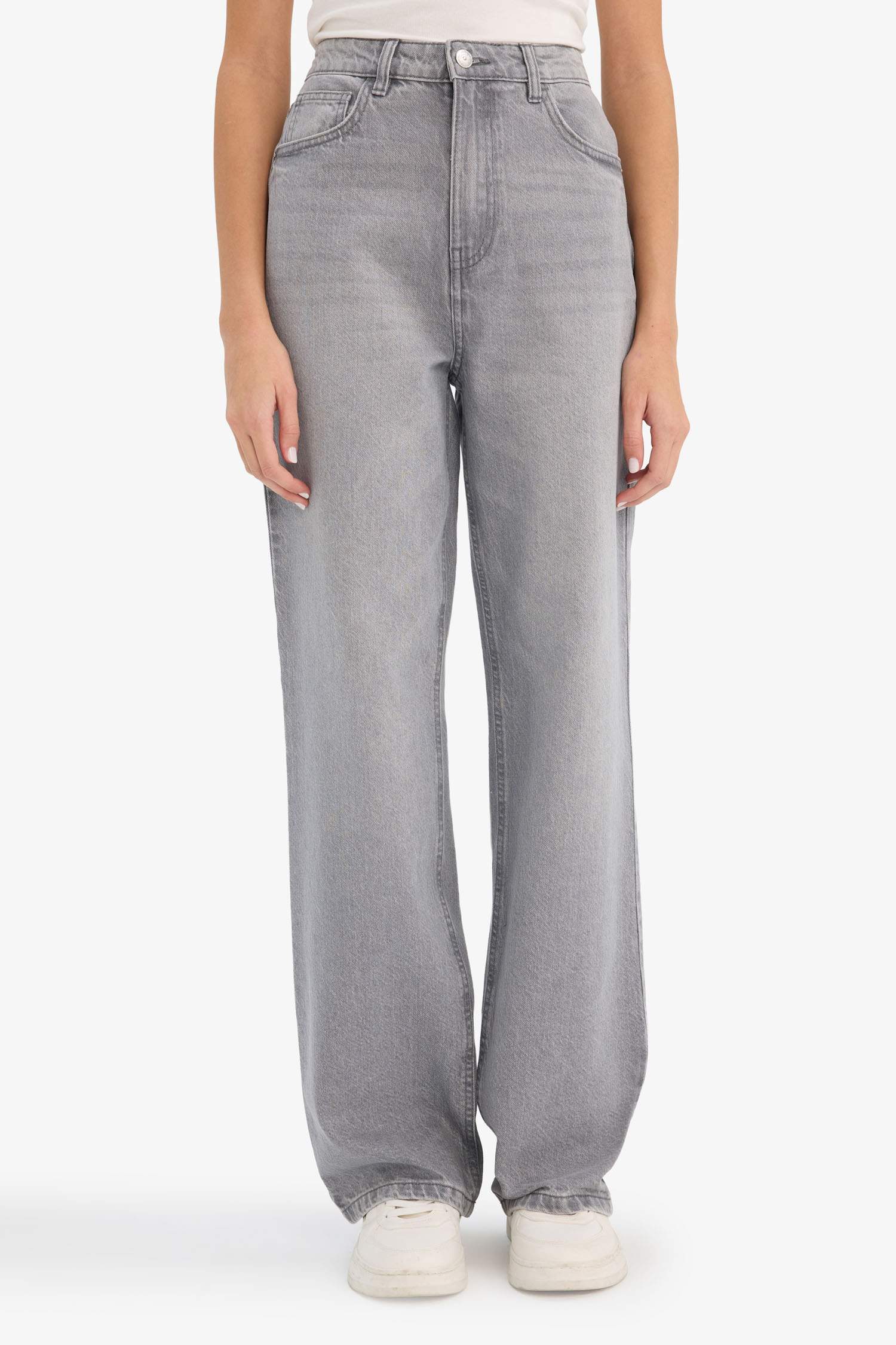 90's Wide Leg жоғары белді түзу балақты ұзын джинс шалбар