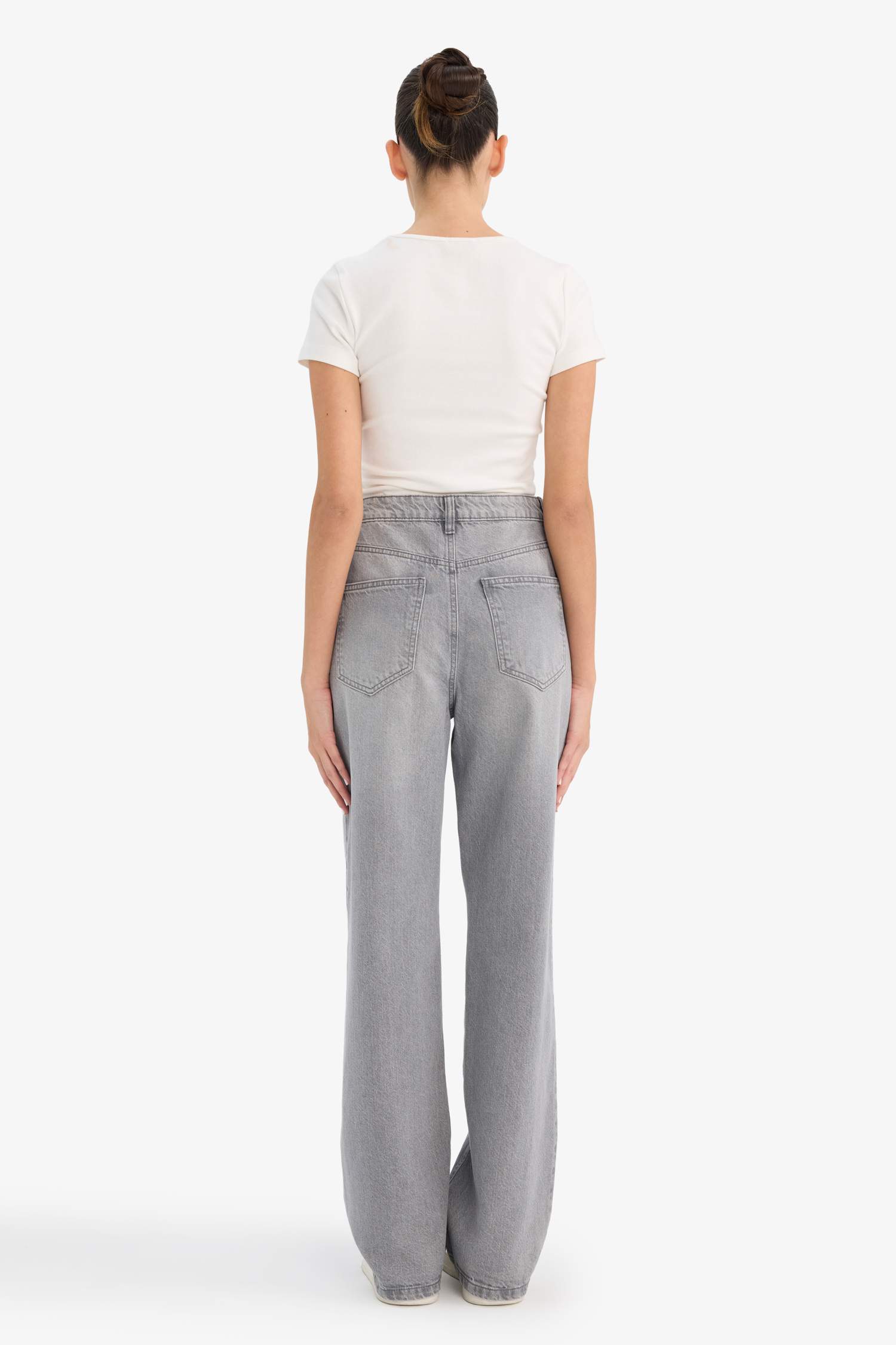 90's Wide Leg жоғары белді түзу балақты ұзын джинс шалбар