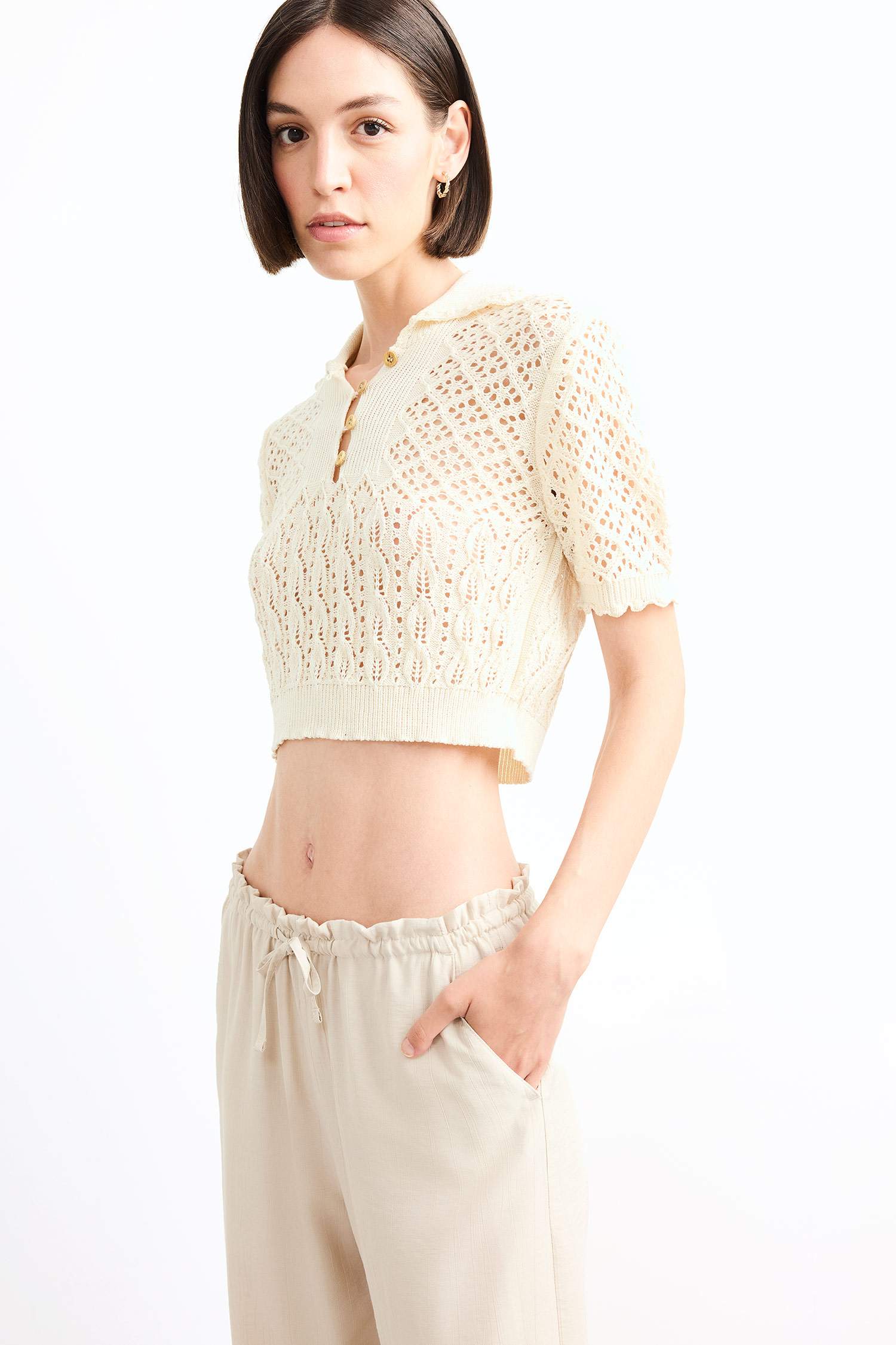 بلوزة تريكو كروشيه نص ردن بياخة V