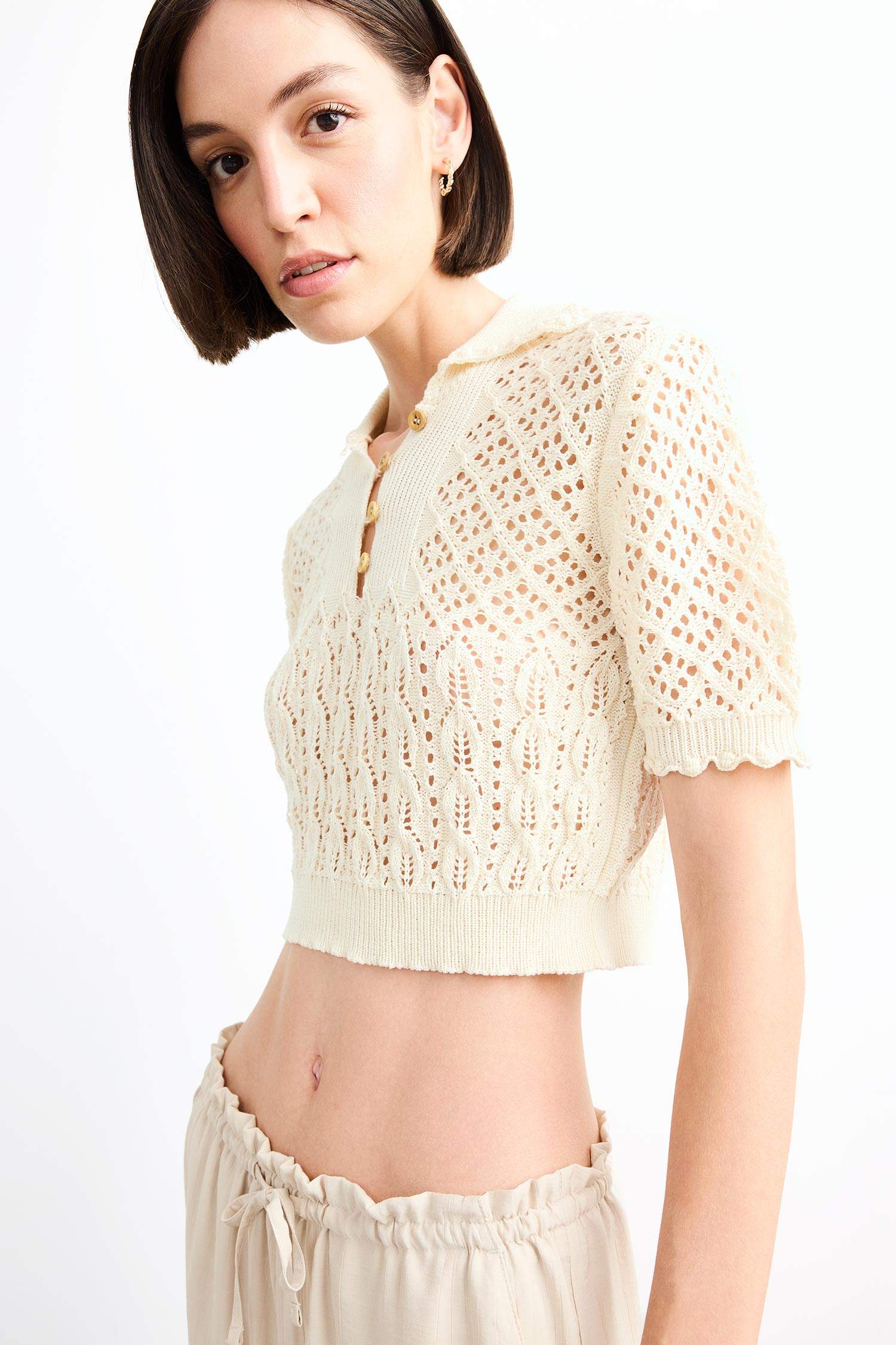 بلوزة تريكو كروشيه نص ردن بياخة V