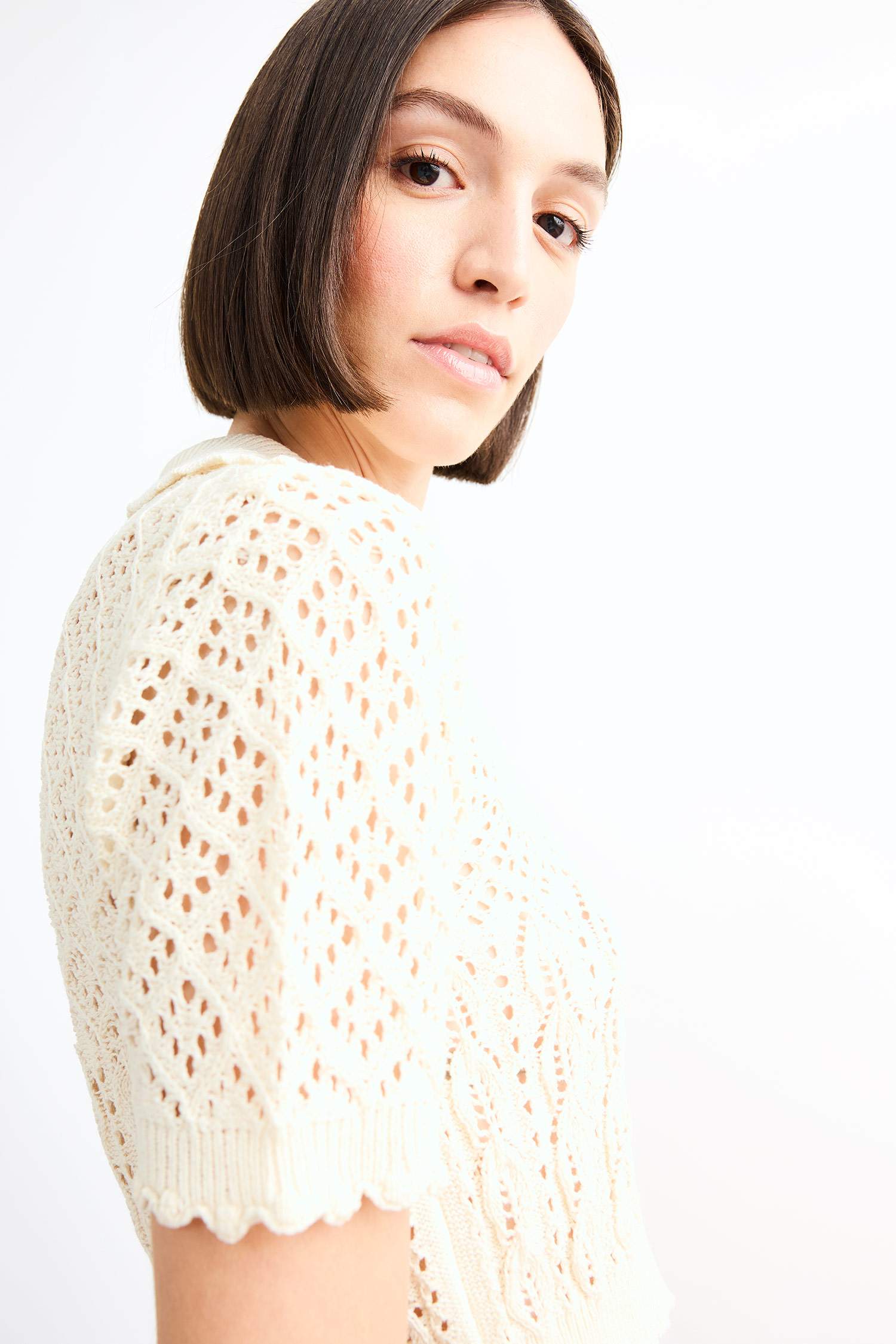 بلوزة تريكو كروشيه نص ردن بياخة V