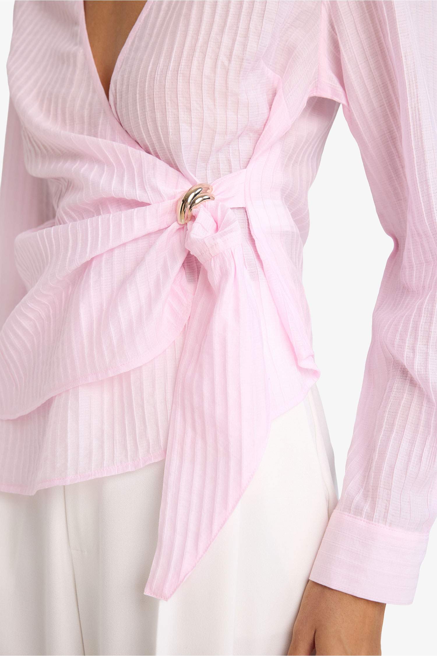 Фактурная блузка Regular Fit с длинным рукавом