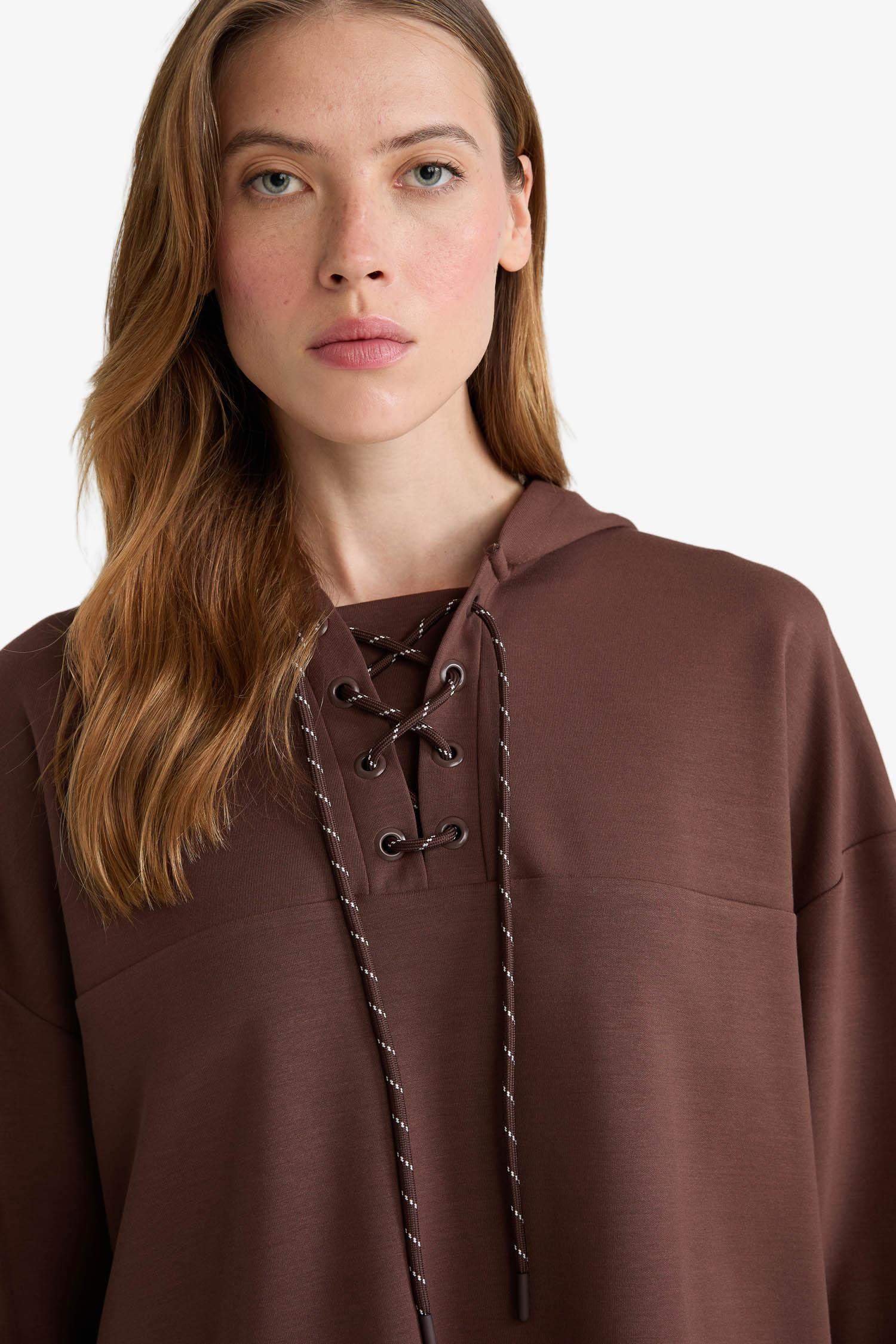 Modal Bağlama Detaylı Sweatshirt-Fall in Love Loungewear