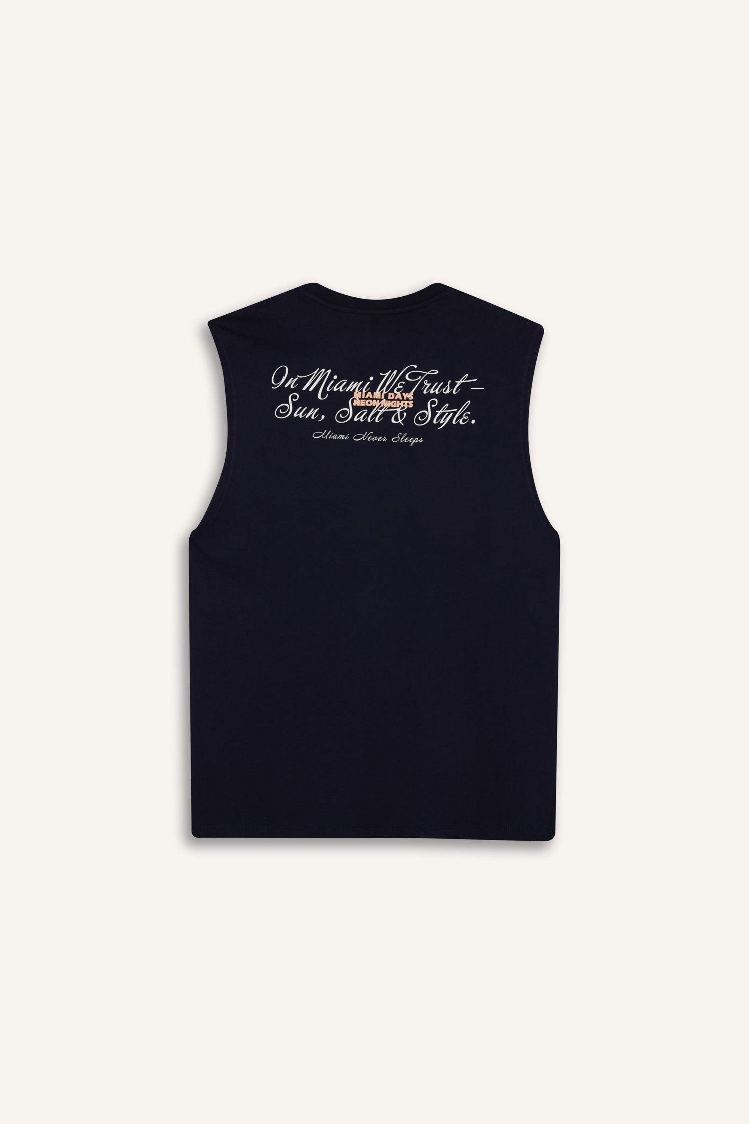 Boxy Fit Printed Crew Neck Sleeveless Tank Top