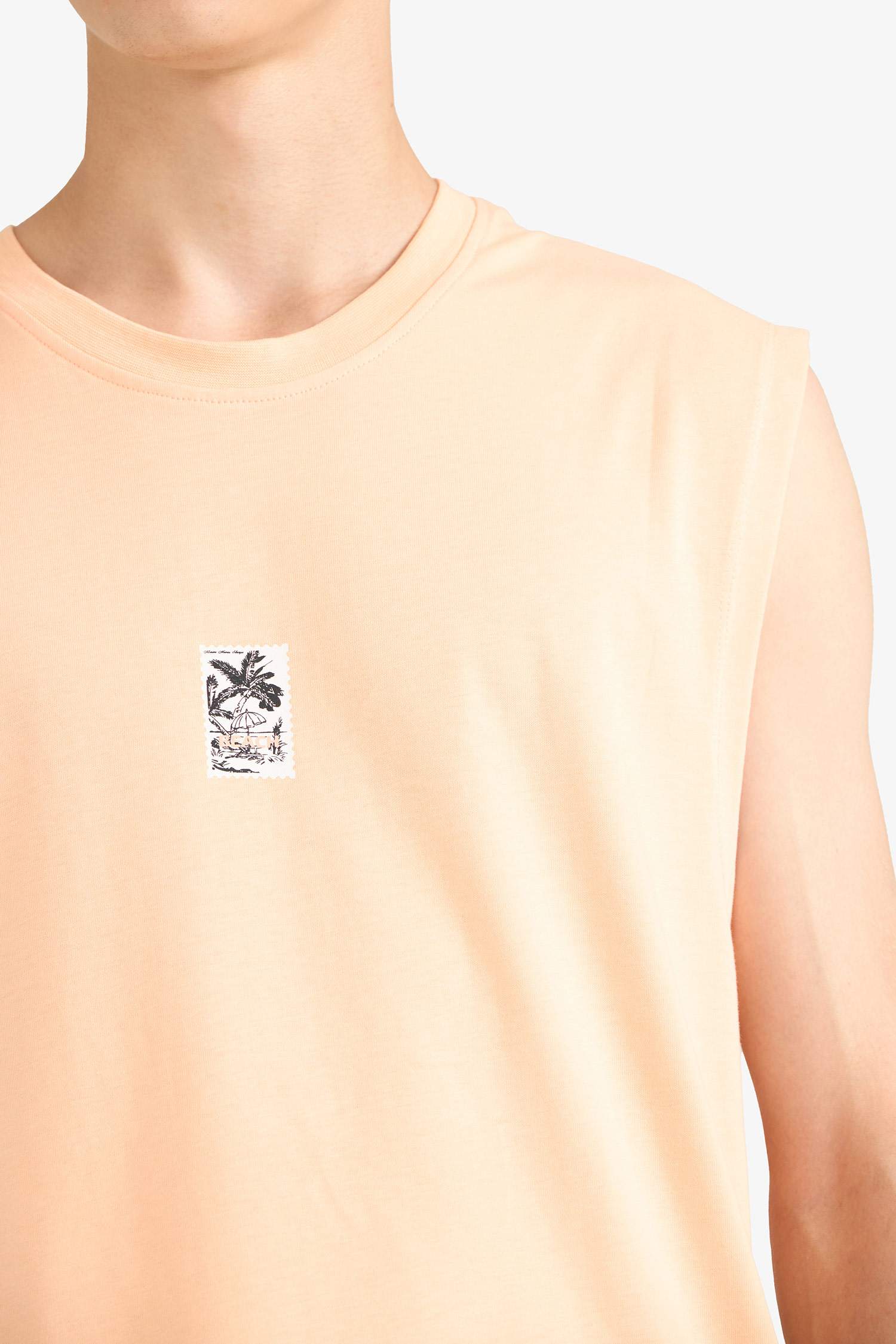 Boxy Fit Printed Crew Neck Sleeveless Tank Top