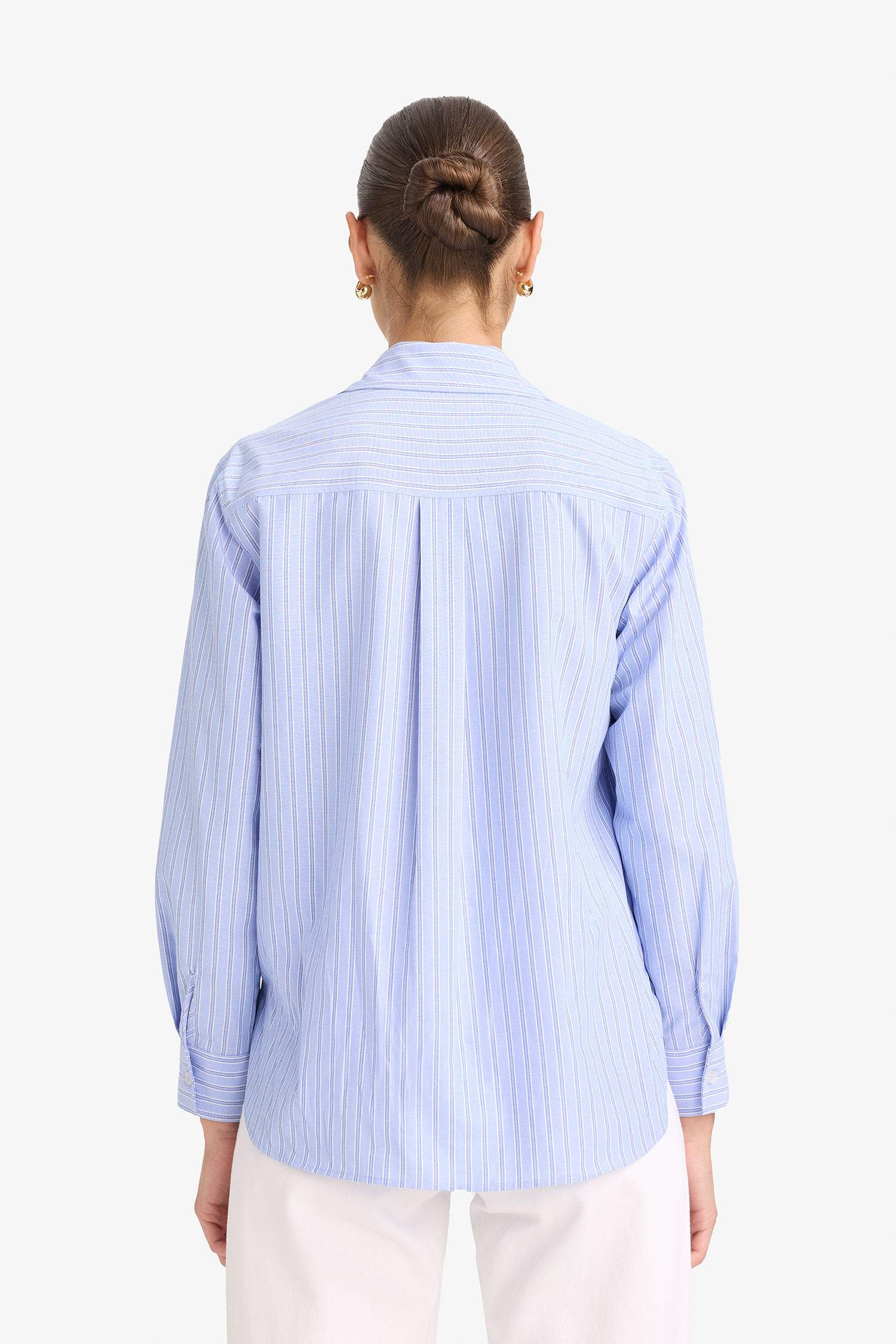 Oversize Fit Poplin Long Striped Shirt