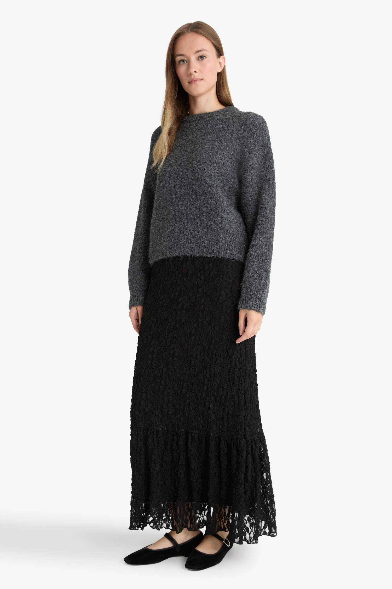 A-Line Lace Maxi Skirt