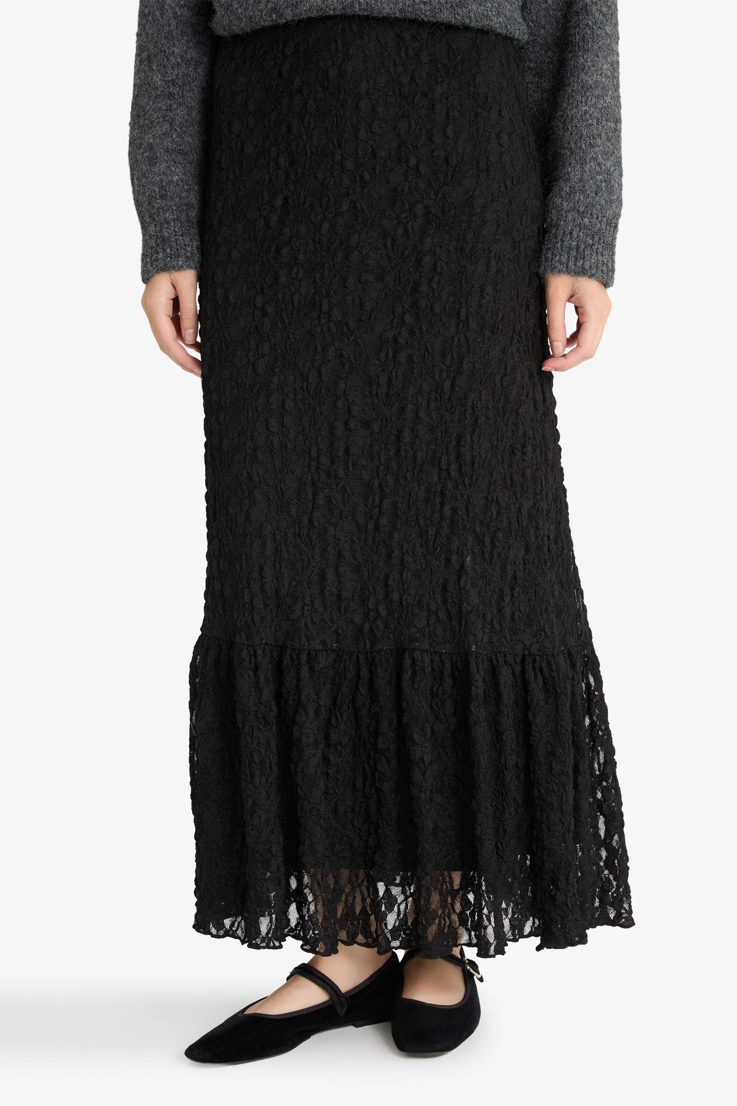 A-Line Lace Maxi Skirt