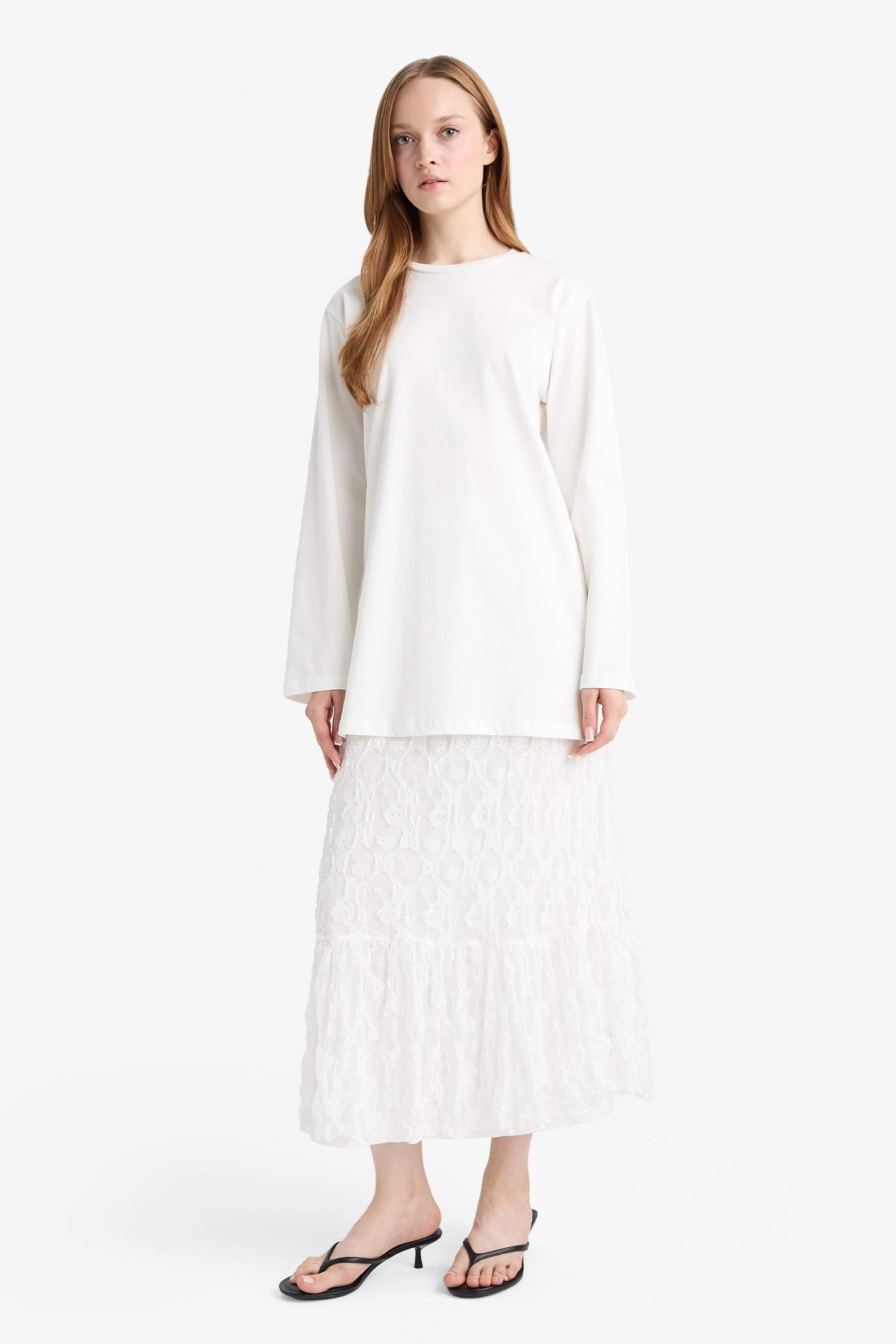 A Kesim Dantel Midi Etek