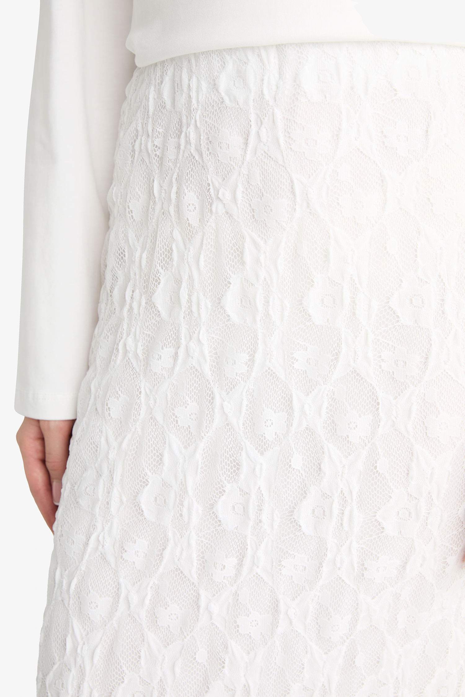 A Kesim Dantel Midi Etek