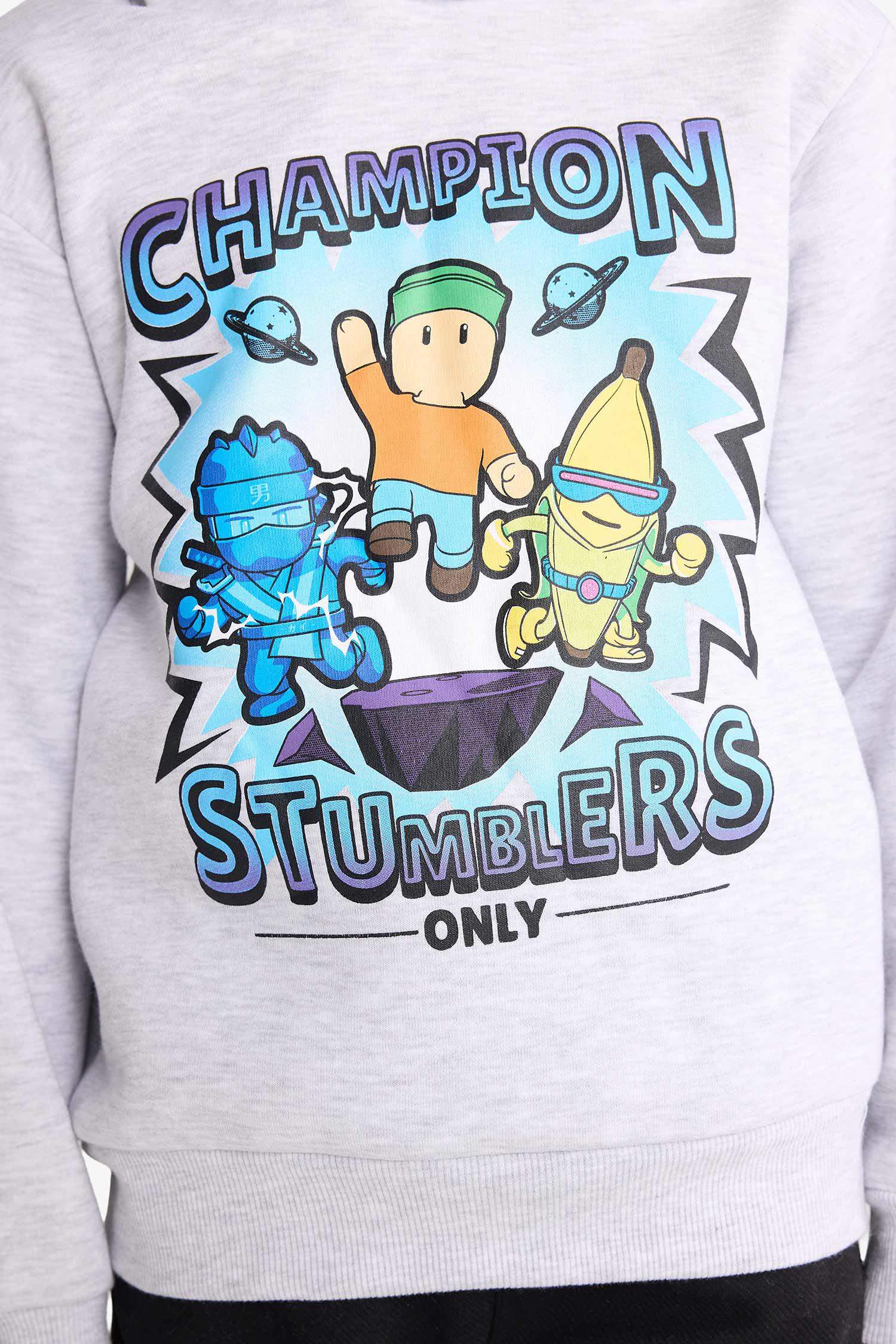 Erkek Çocuk Stumble Guys Kapüşonlu İçi Yumuşak Tüylü Sweatshirt