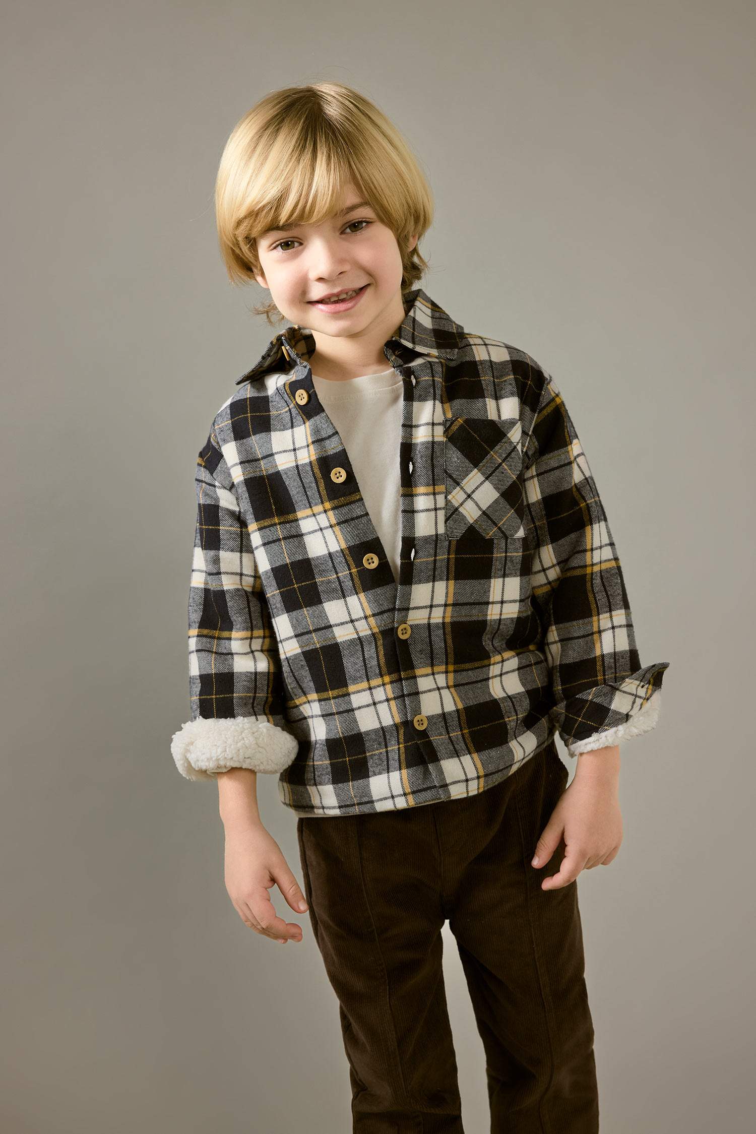 Chemise à carreaux en flanelle pour bébé garçon