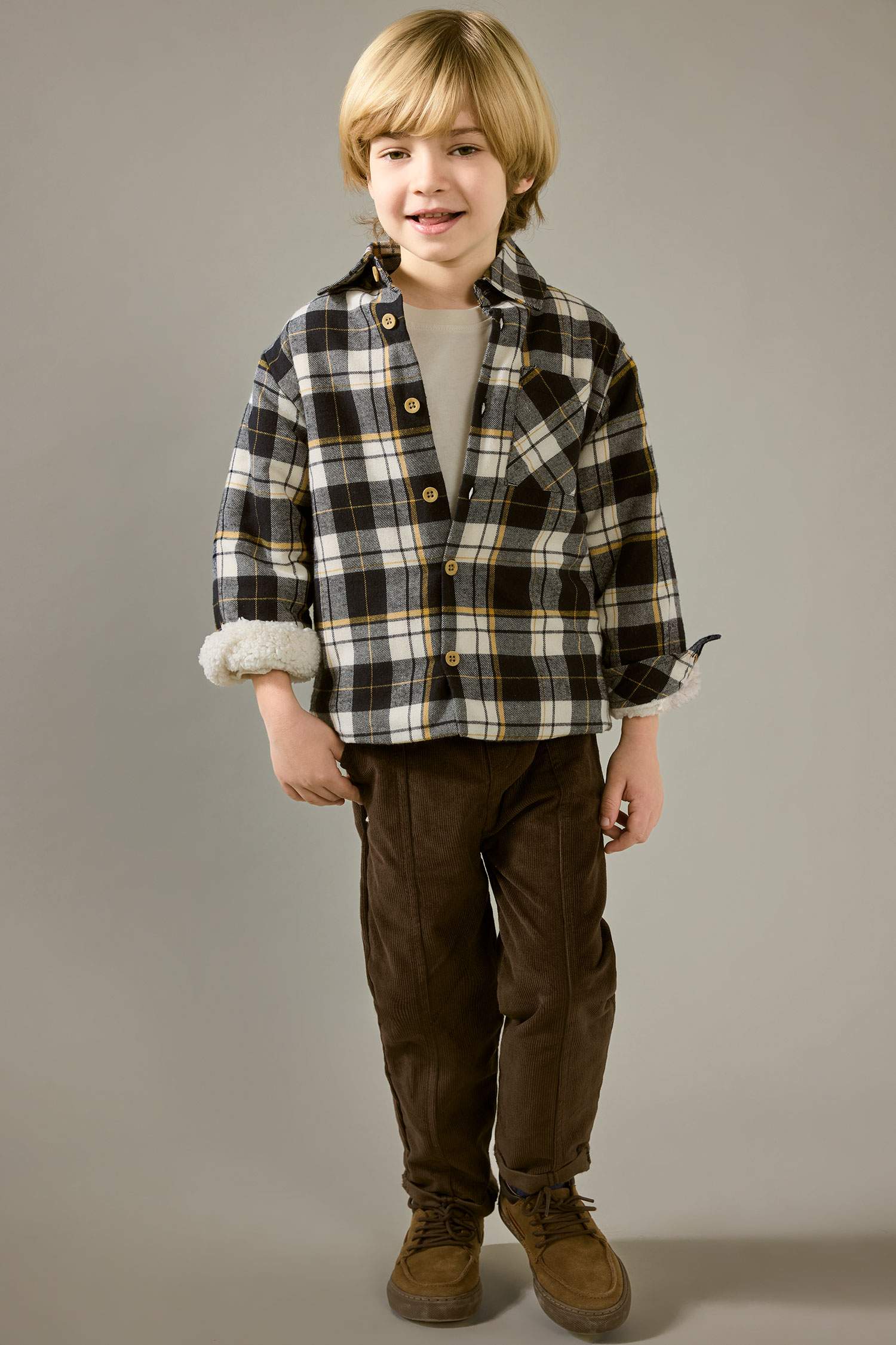 Chemise à carreaux en flanelle pour bébé garçon