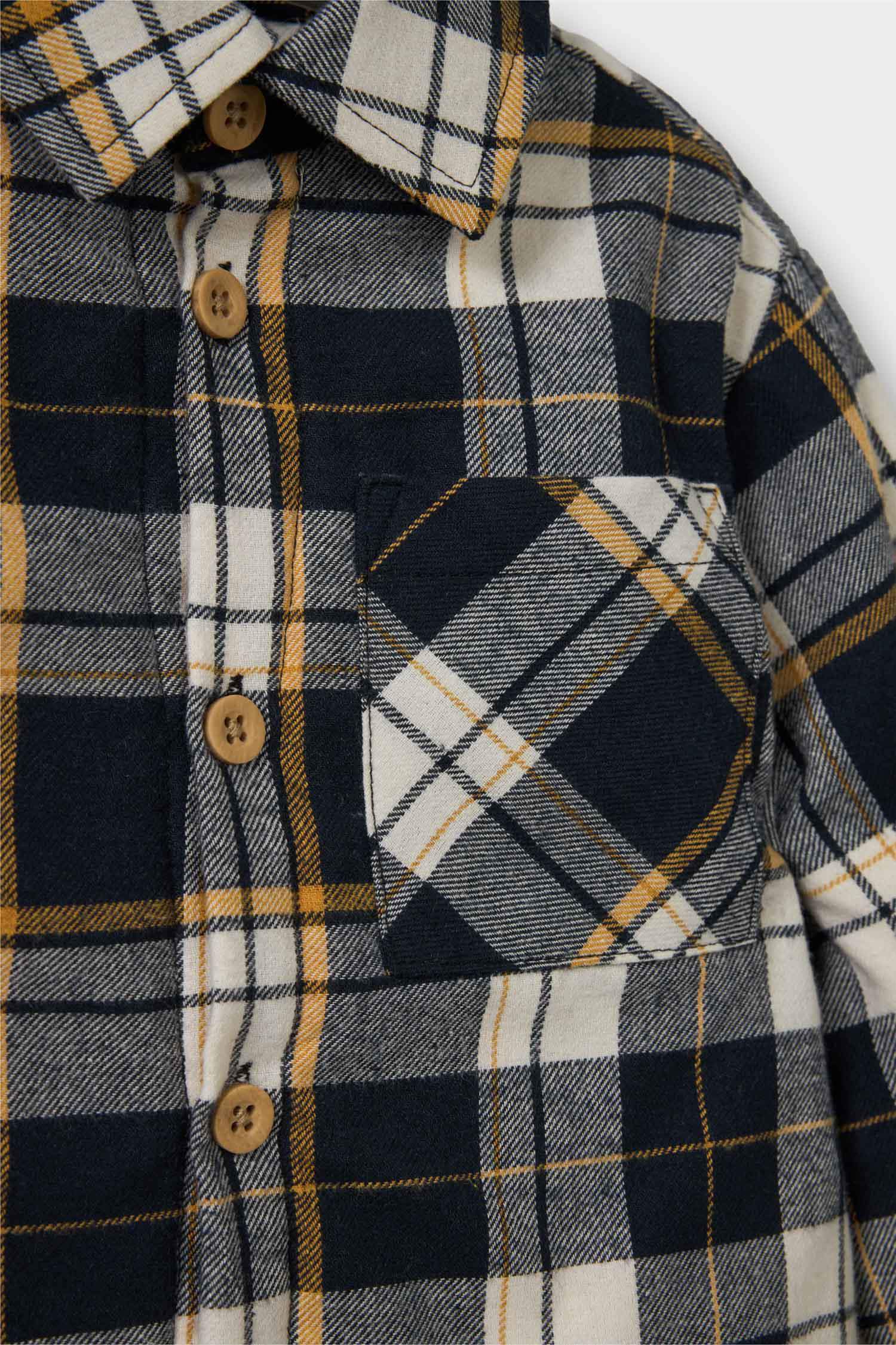 Erkek Bebek Ekose Desenli Flanel Uzun Kollu Gömlek