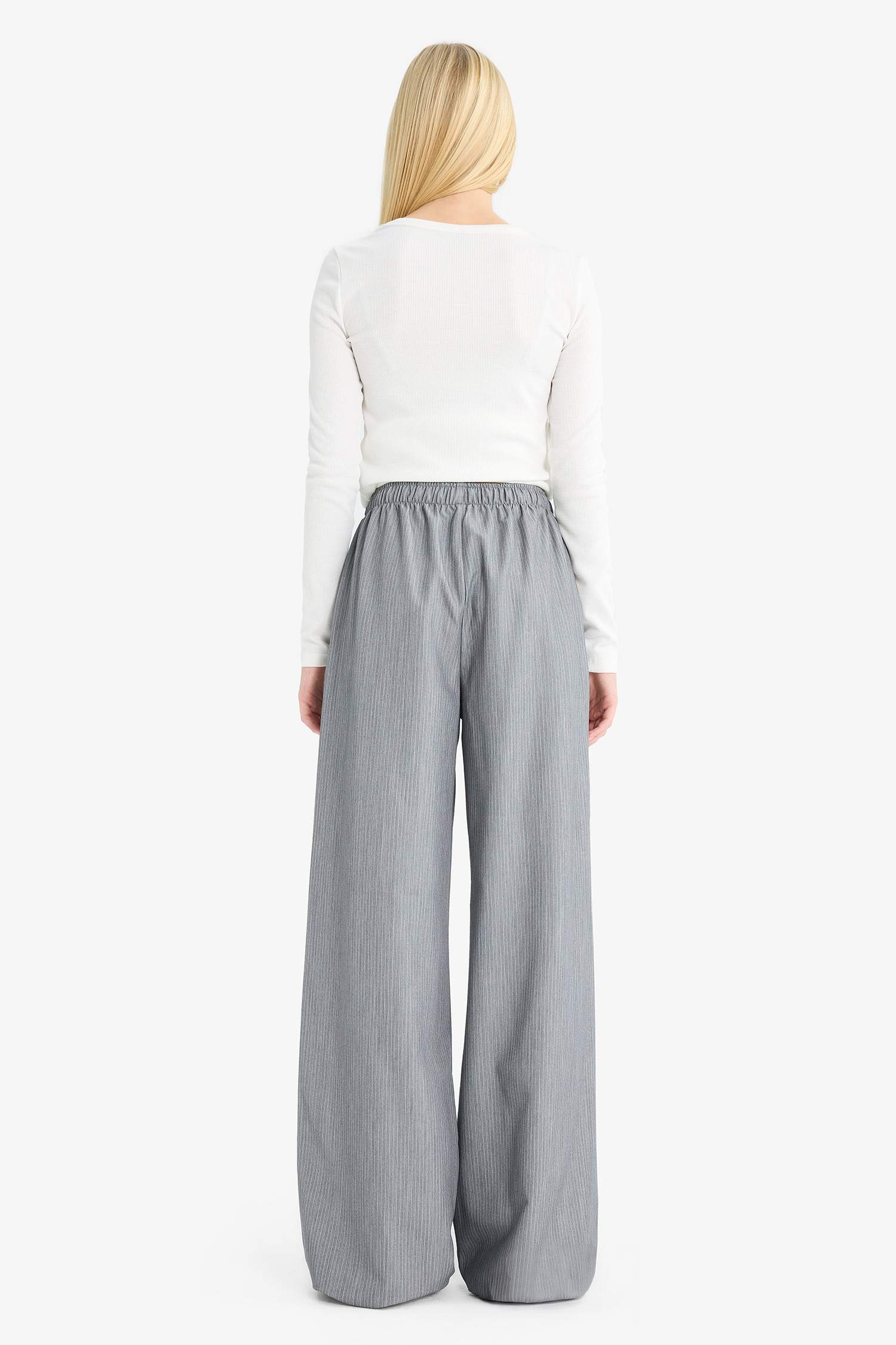 Wide Leg Striped Trousers