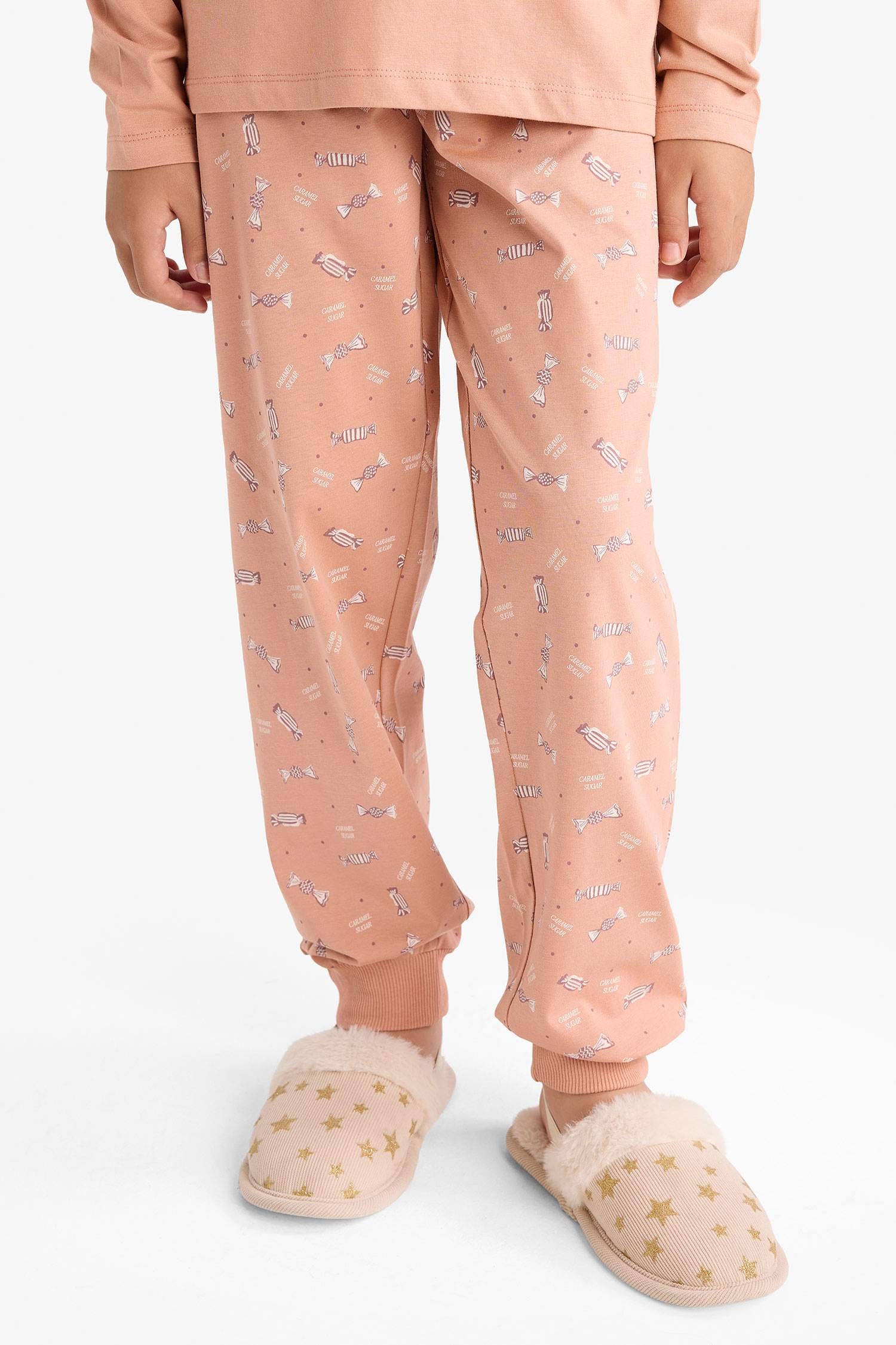 Kız Çocuk Pijama Takımı Baskılı Uzun Kollu Üst Uzun Alt