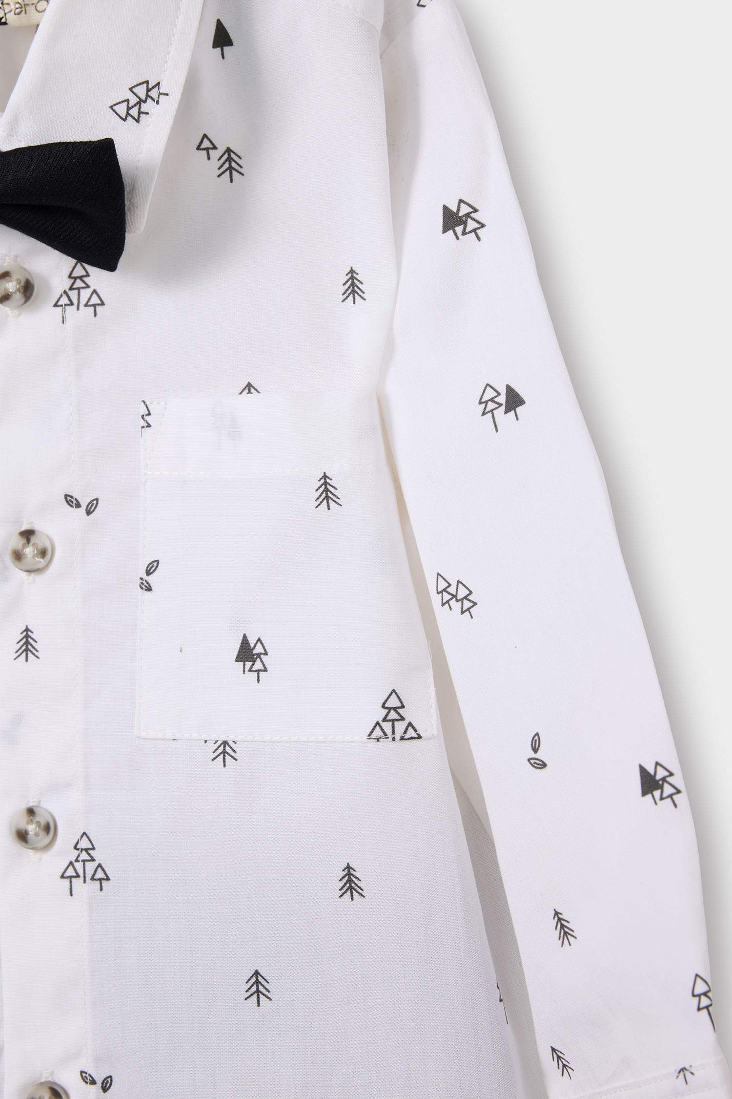 Erkek Bebek Yılbaşı Temalı 2'li Takım Desenli Gömlek Pantolon