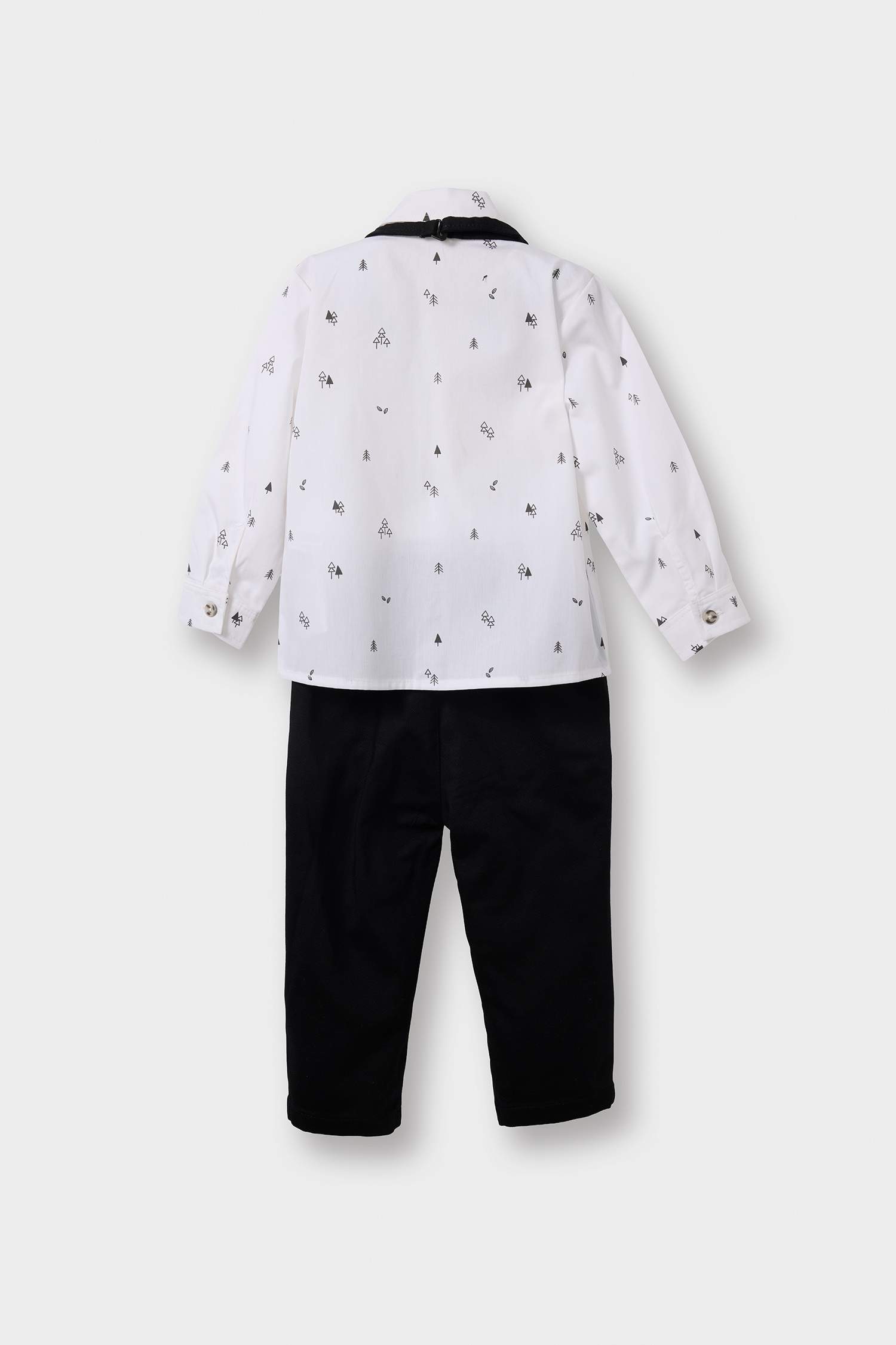 Erkek Bebek Yılbaşı Temalı 2'li Takım Desenli Gömlek Pantolon