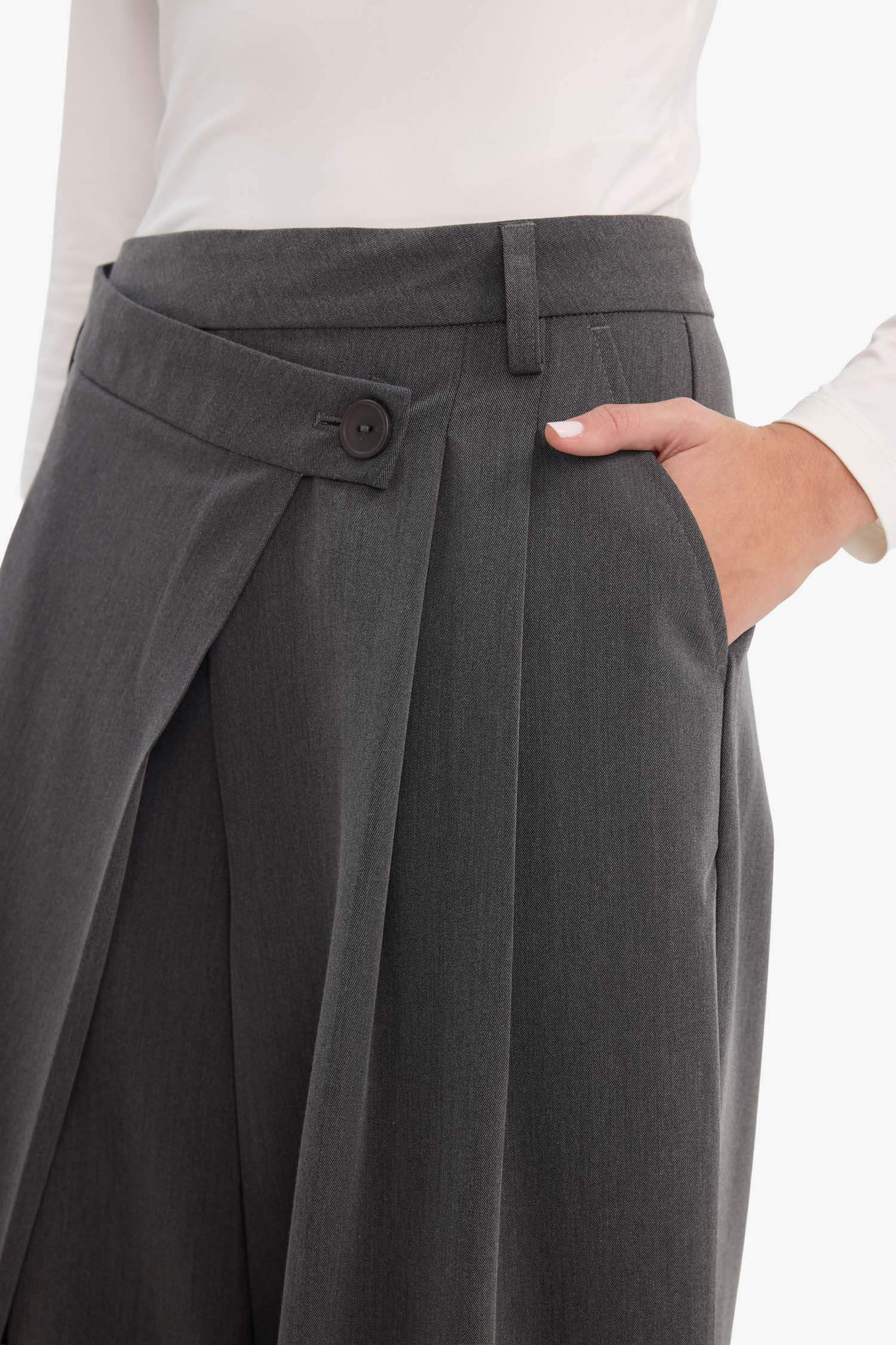 Baggy Fit қос қалталы орташа белді стандартты ұзындықтағы шалбар