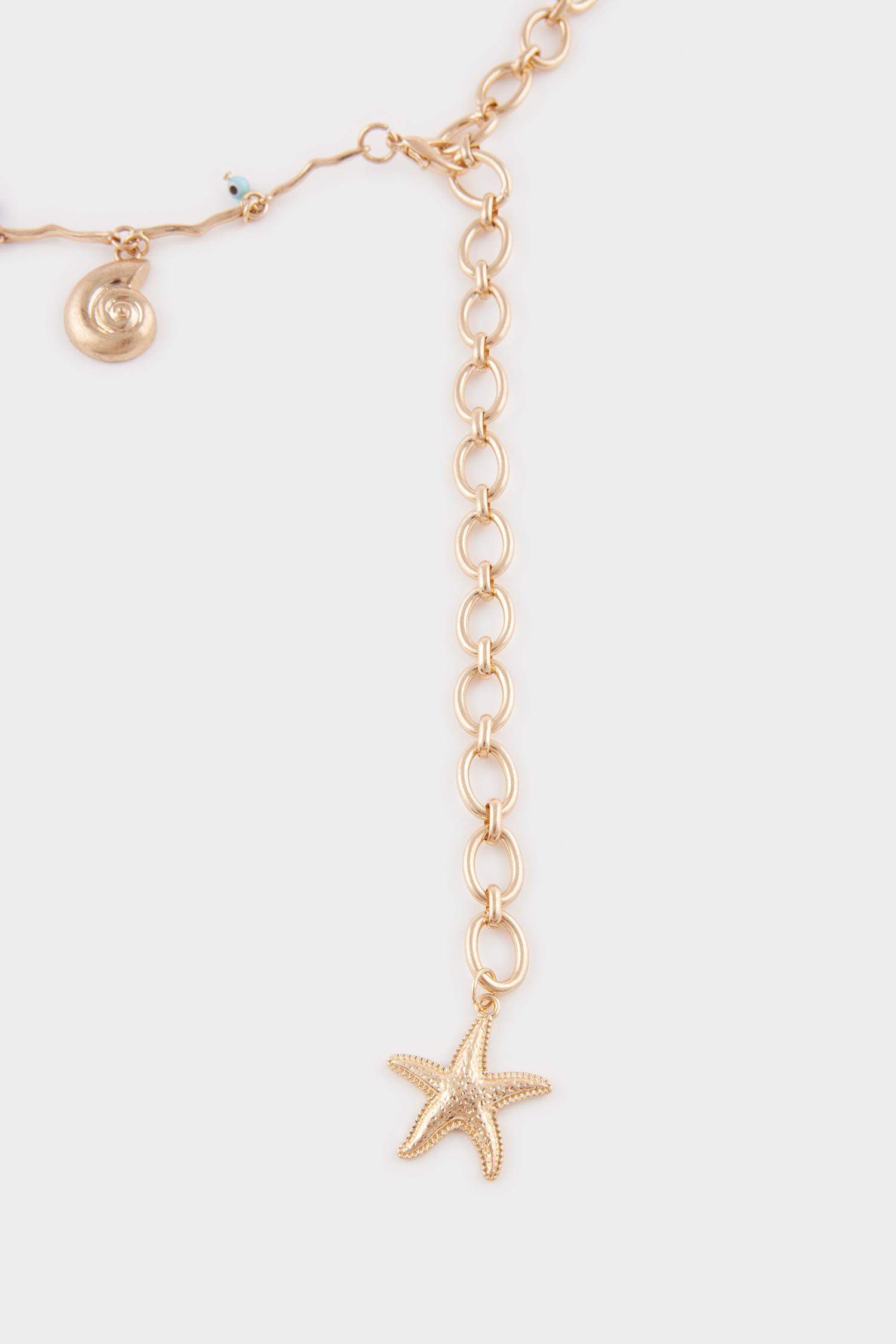 Kadın Deniz Temalı Charmlı Gold Bel Zinciri