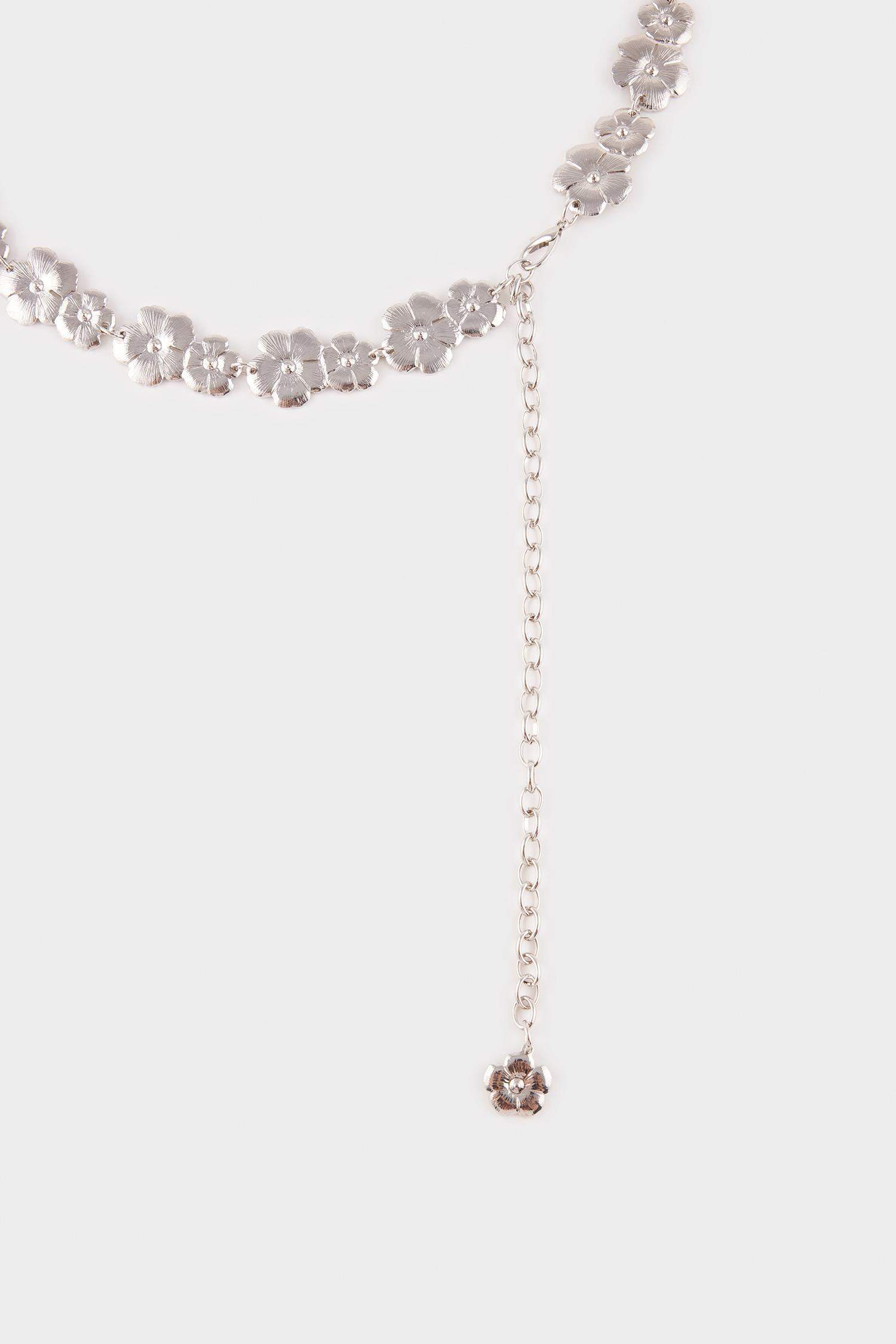 Kadın Çiçekli Silver Bel Zinciri