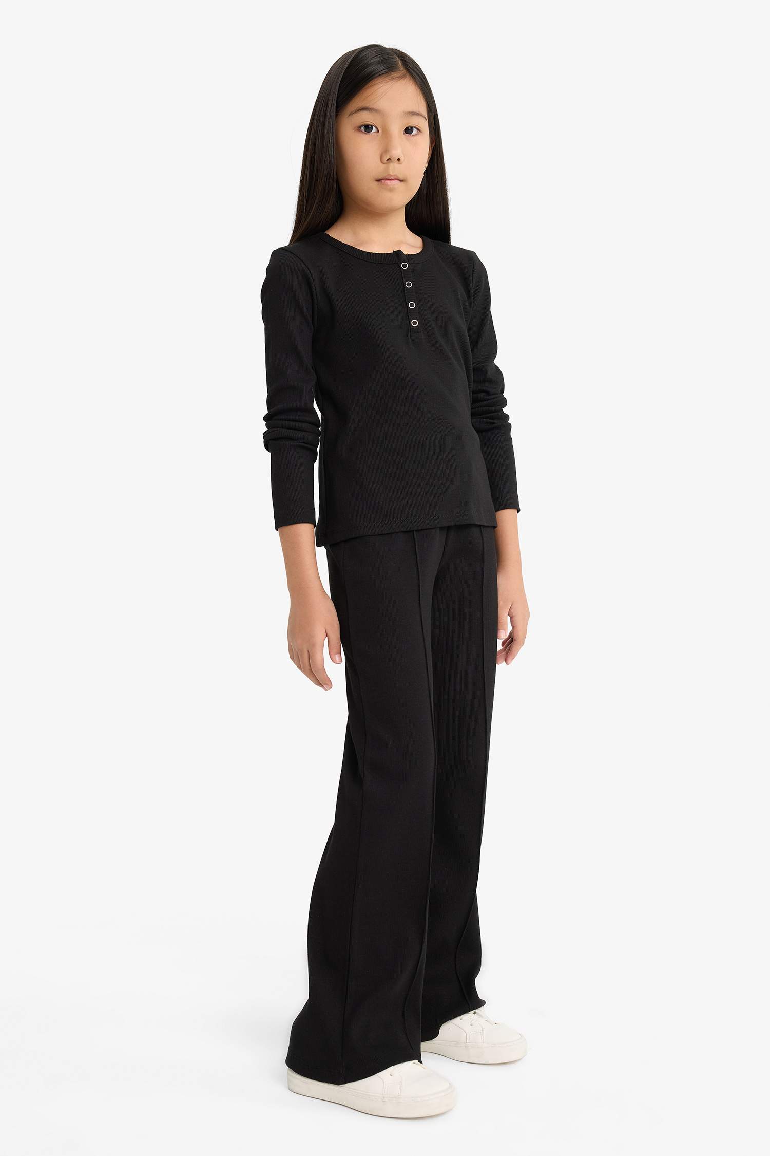 Girl Ribbed Camisole T-Shirt Sweatpants 2 Piece Set