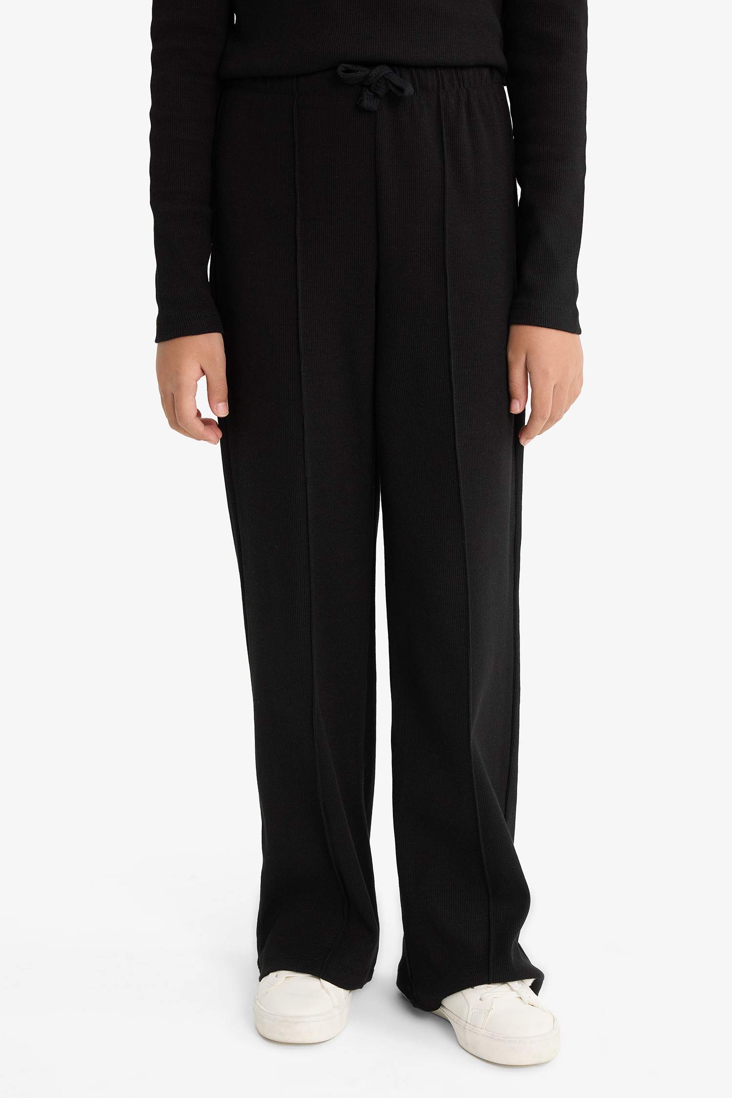 Kız Çocuk 2'li Takım Fitilli Kaşkorse Uzun Kollu Tişört Eşofman Altı