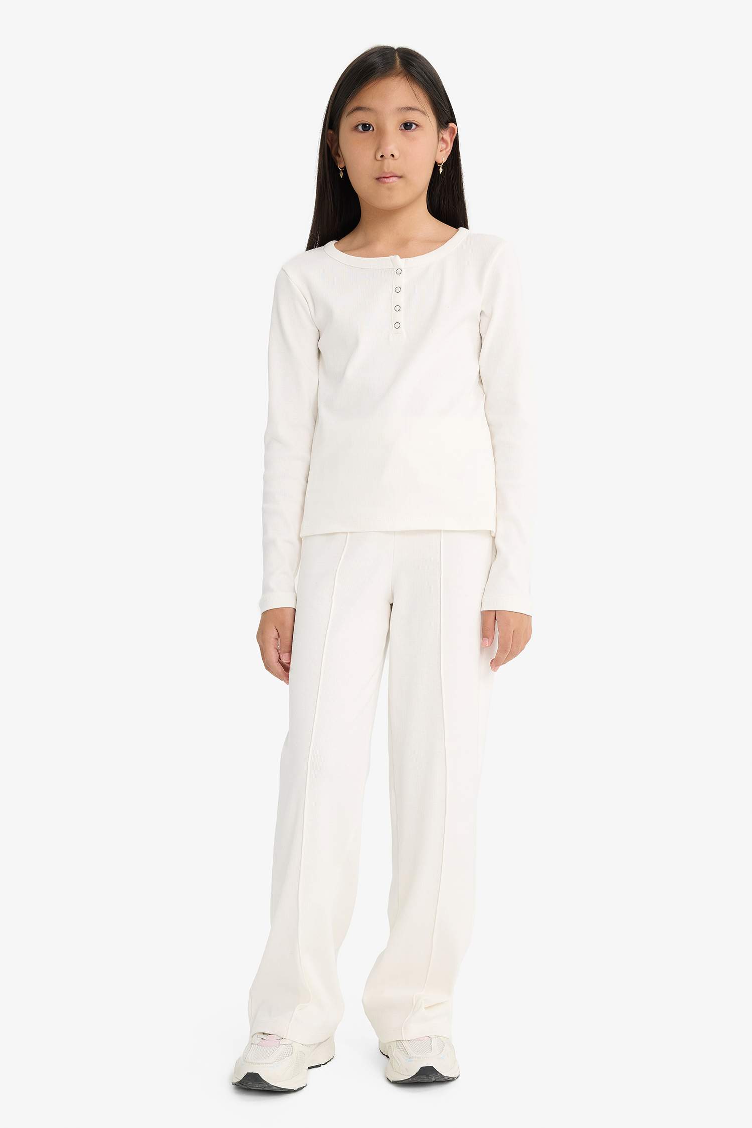 Girl Ribbed Camisole T-Shirt Sweatpants 2 Piece Set