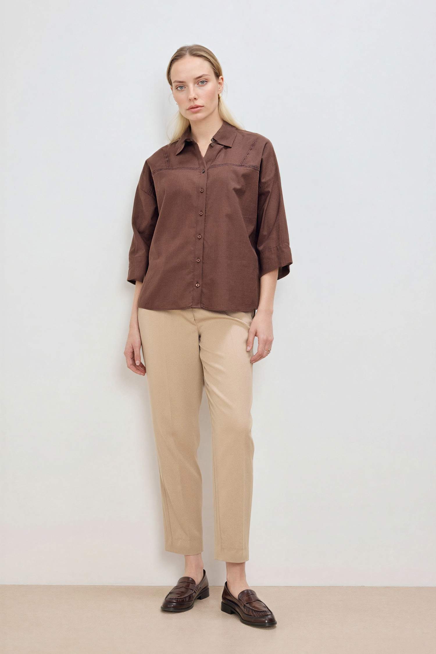 Relax Fit Shirt Collar Long Sleeve Shirt