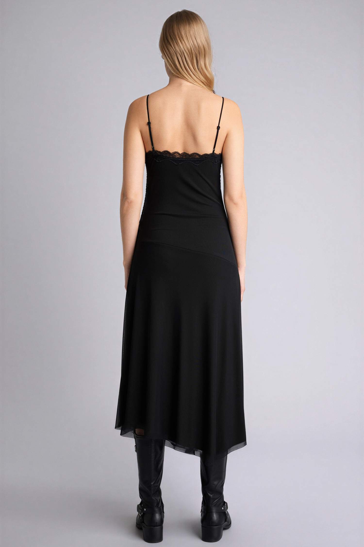 V-Neck Tulle Midi Dress