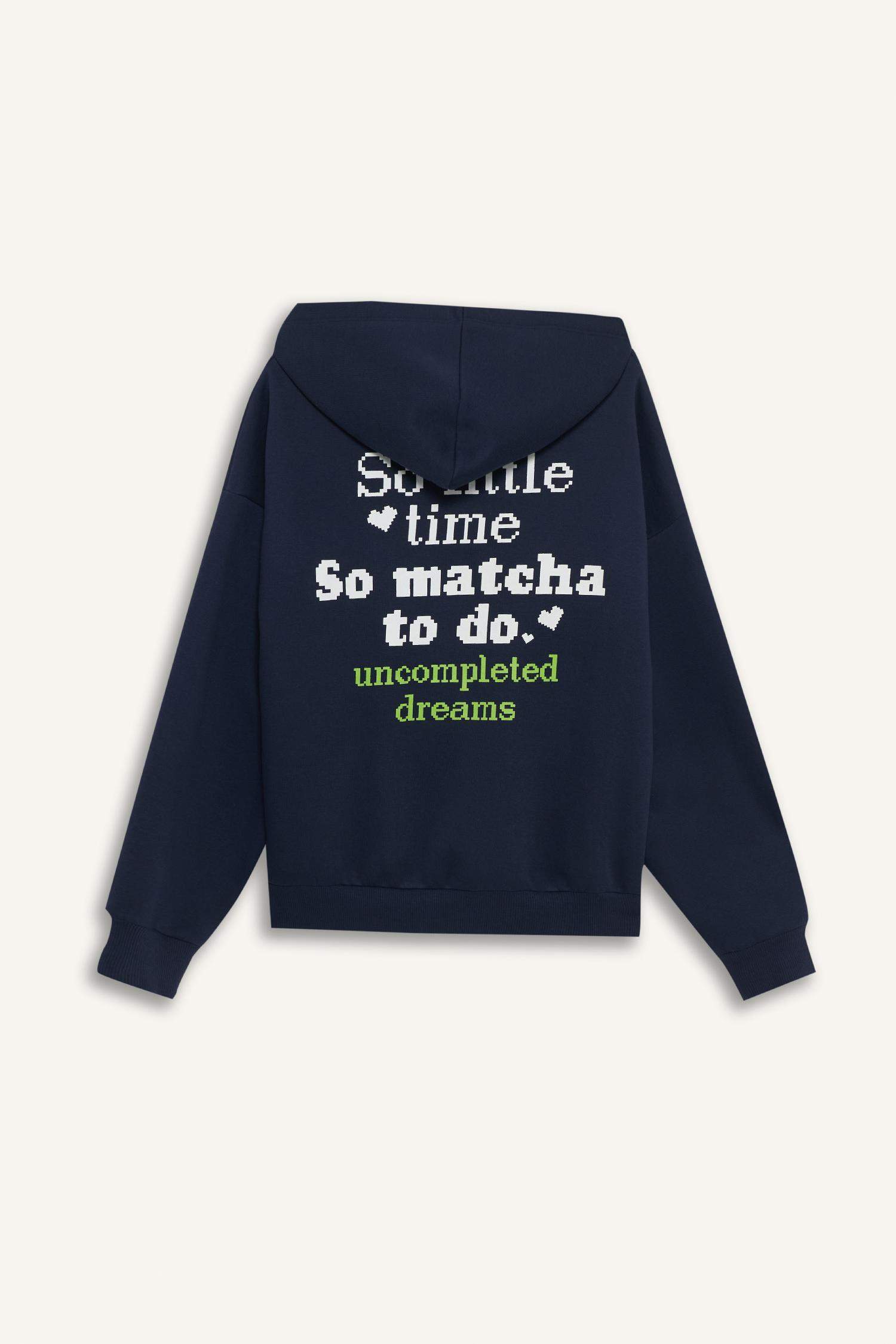 Overshirt Fit Hooded Printed Thick Sweatshirt