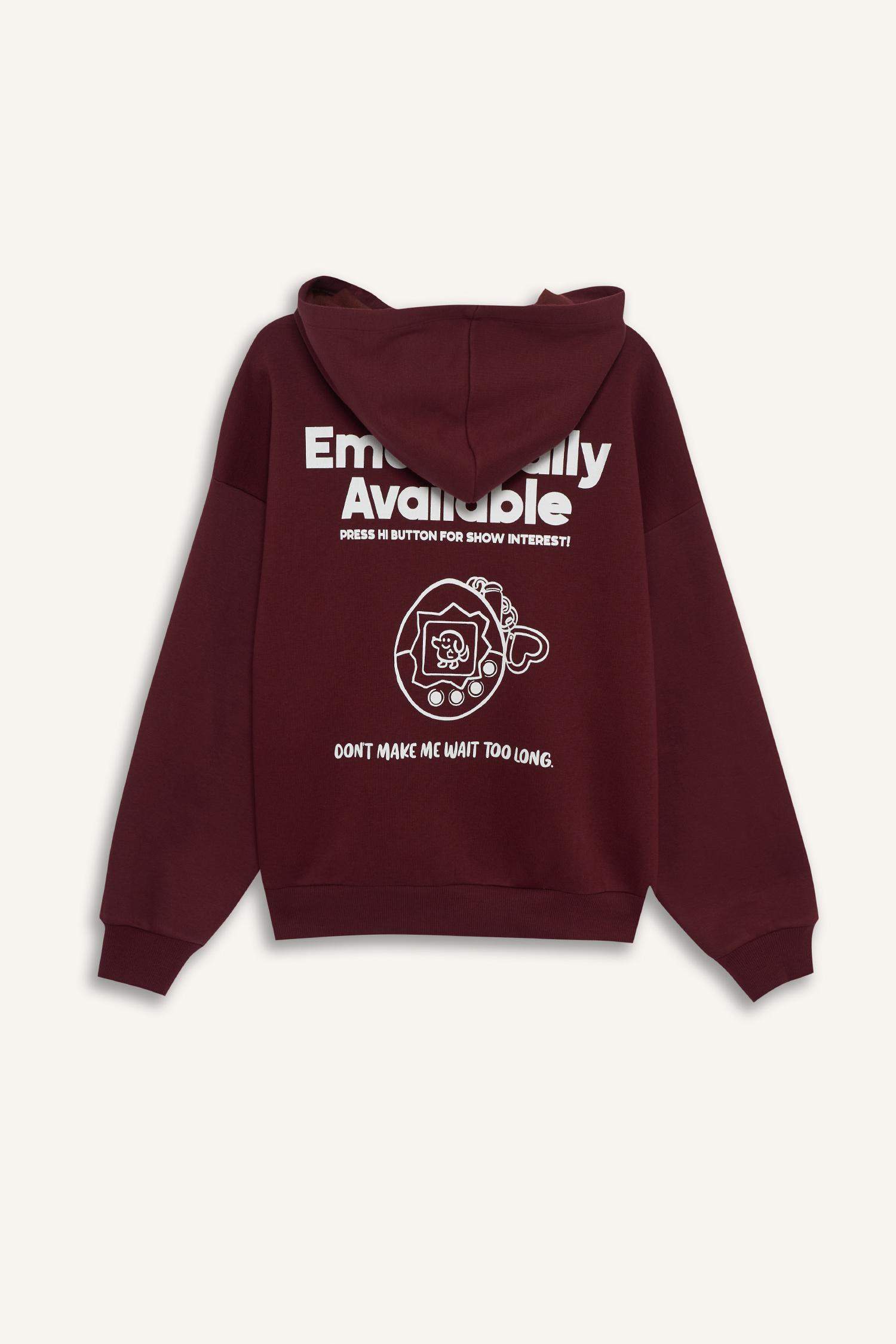 سويت شيرت اوفر سايز ثقيل مطبوع بغطاء للرأس