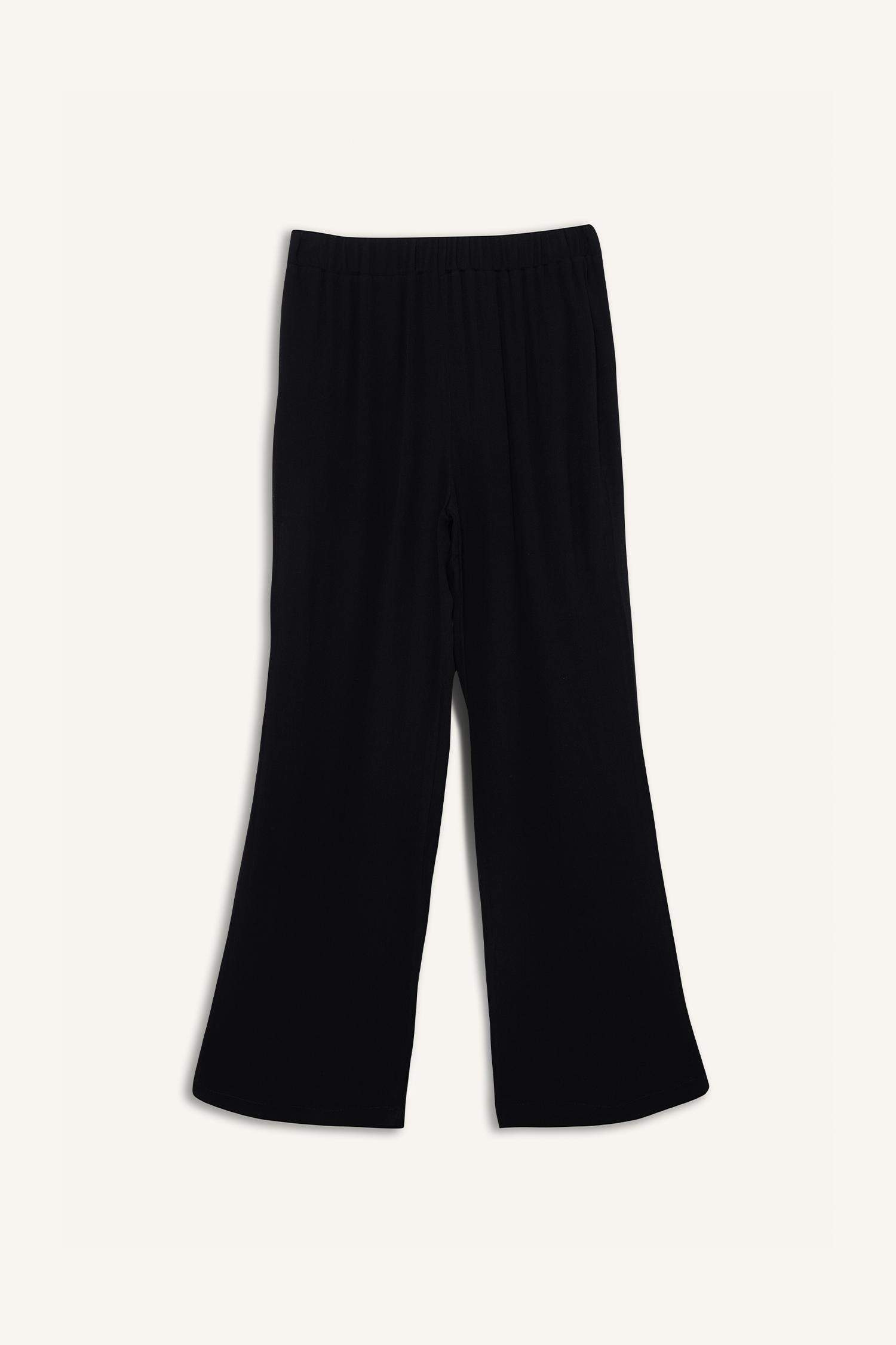 Relax Fit Beli Lastikli Uzun Twill Pantolon