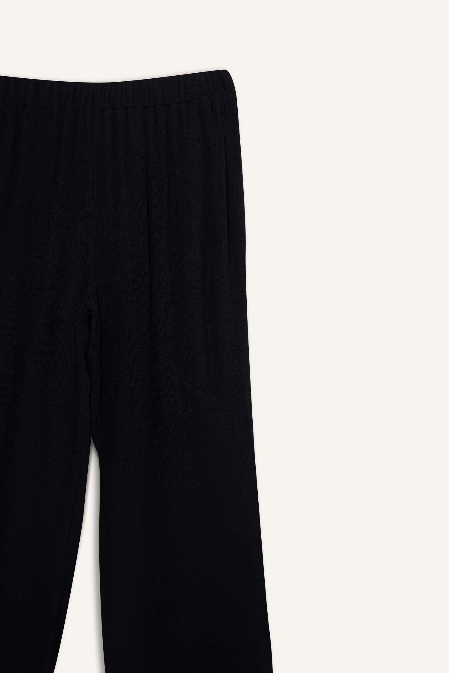 Relax Fit Beli Lastikli Uzun Twill Pantolon