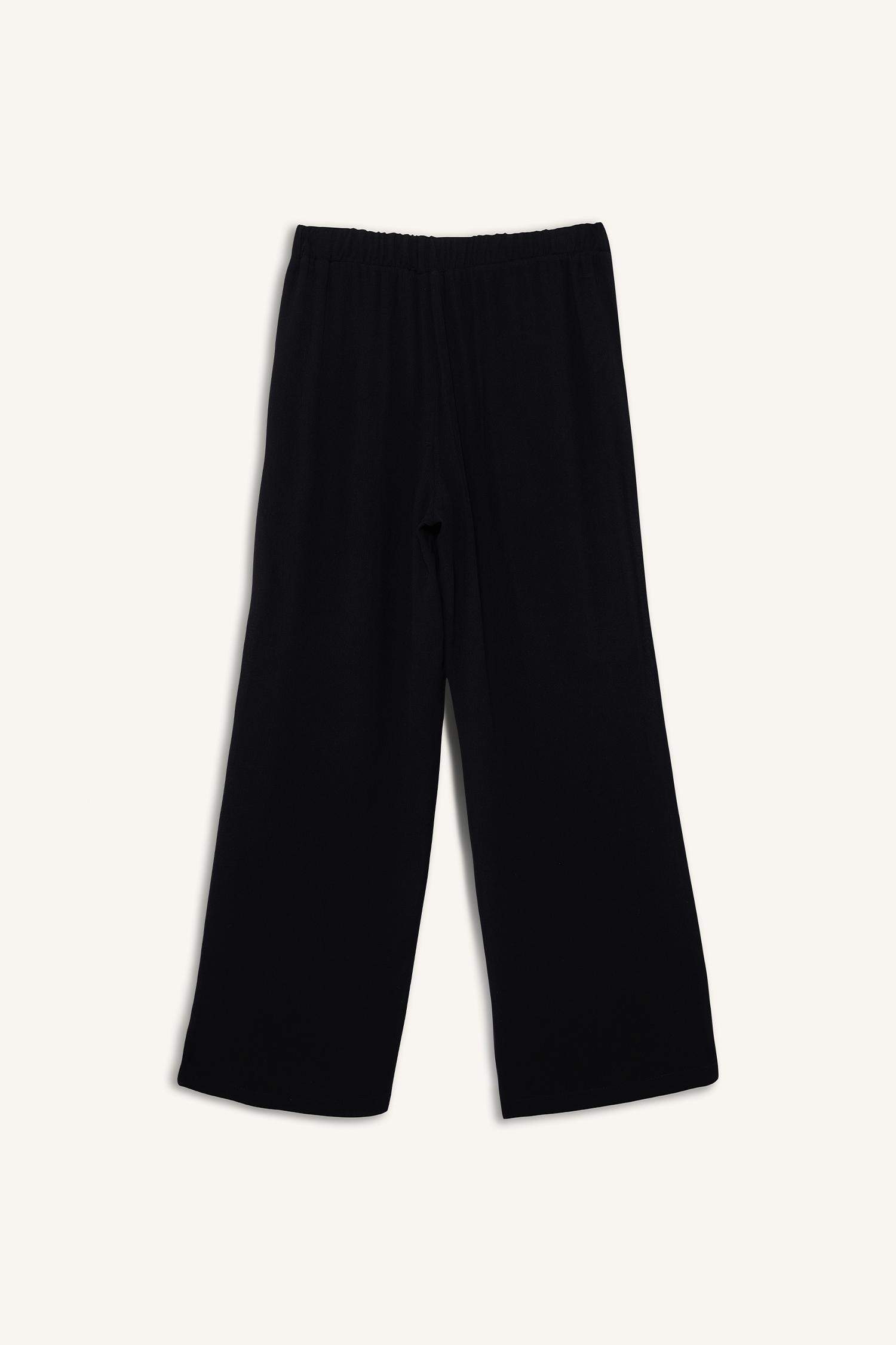 Relax Fit Beli Lastikli Uzun Twill Pantolon