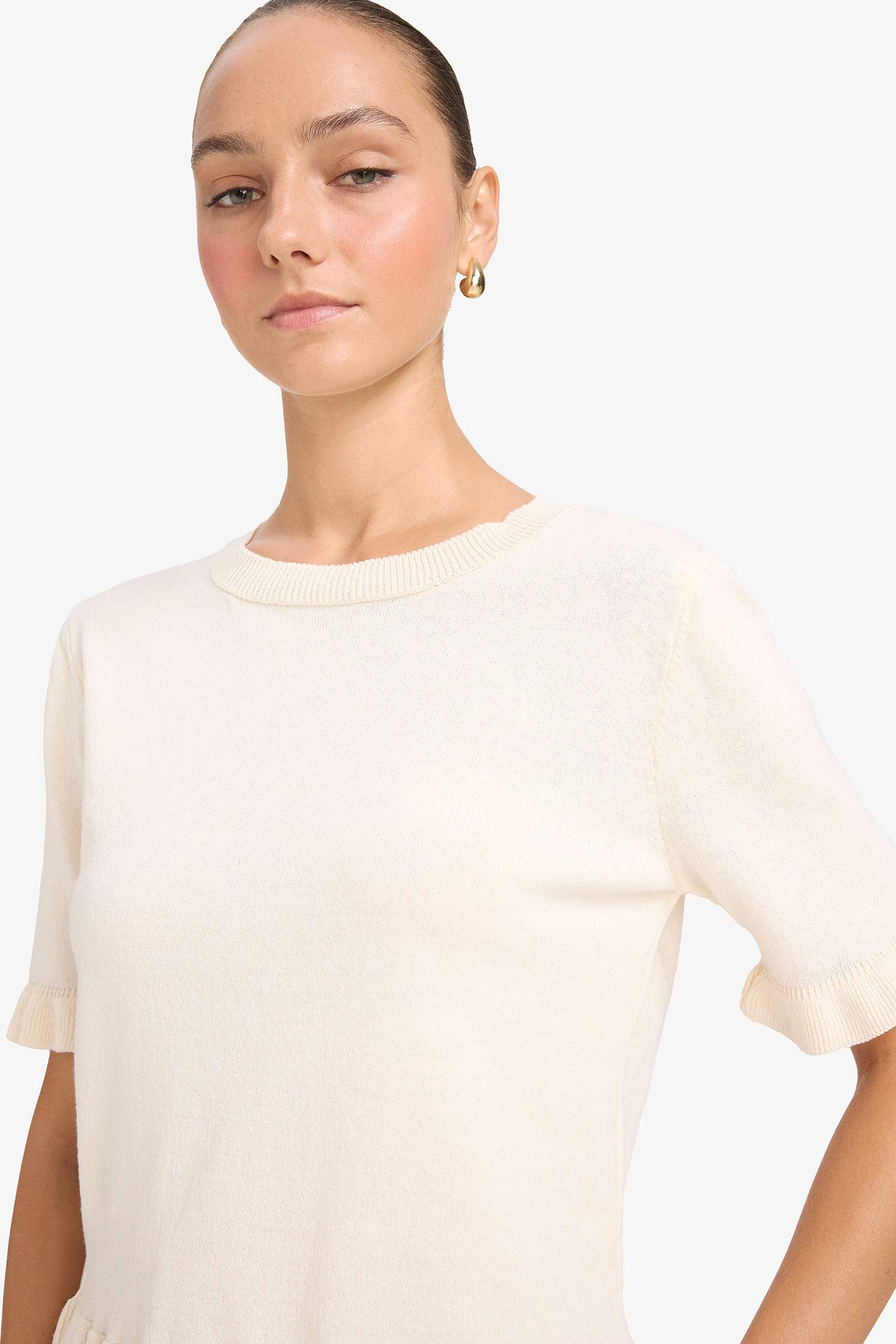 Regular Fit Bisiklet Yaka Kısa Kollu Kazak