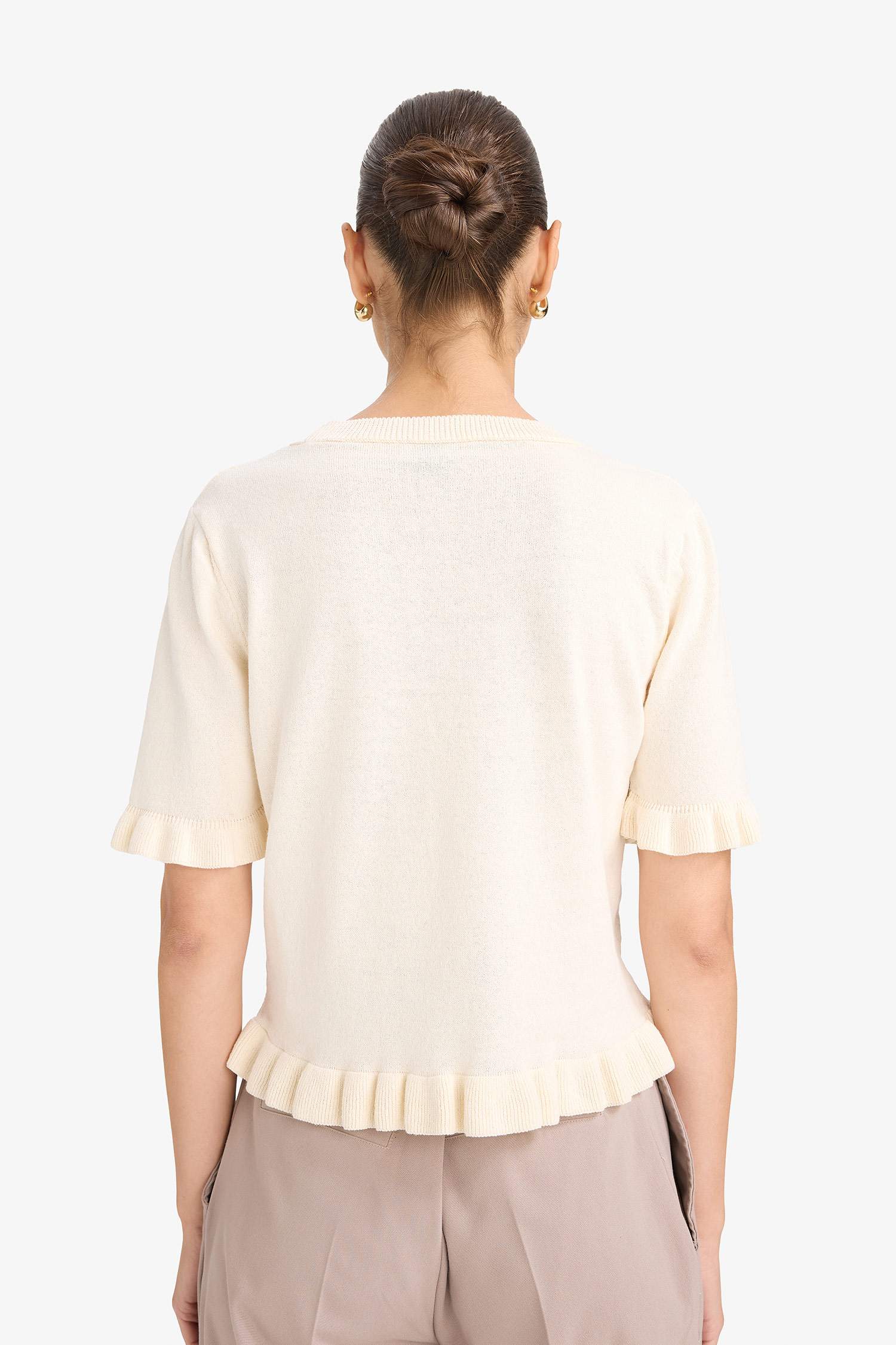 Regular Fit Bisiklet Yaka Kısa Kollu Kazak