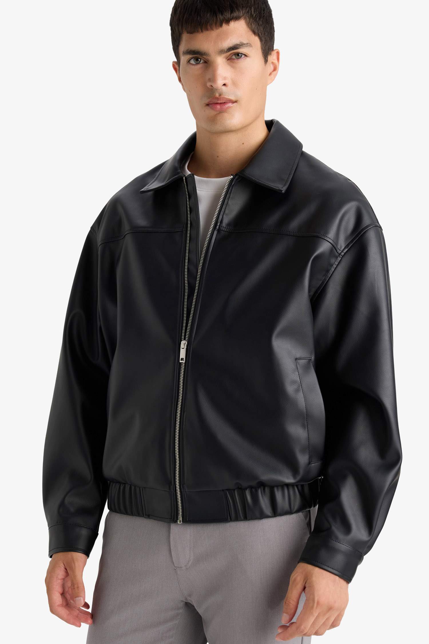 Oversize Fit Faux Leather Jacket