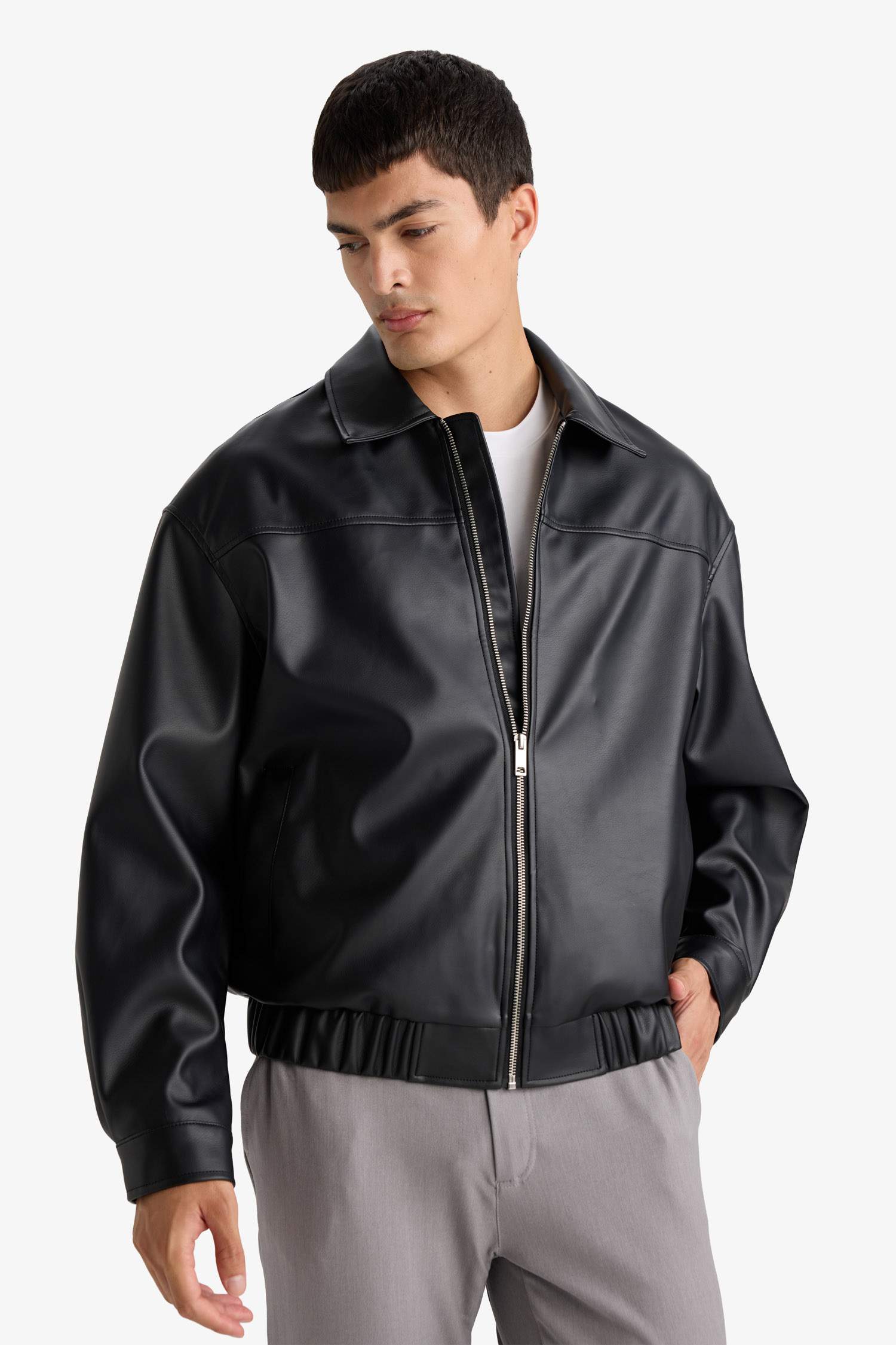 Oversize Fit Faux Leather Jacket