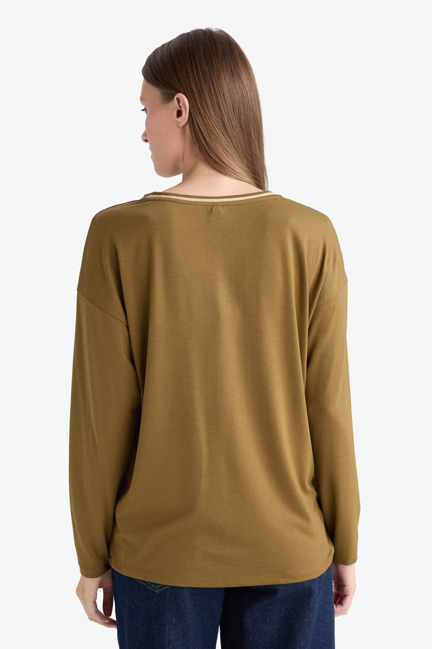 Regular Fit V Neck Long Sleeve T-Shirt