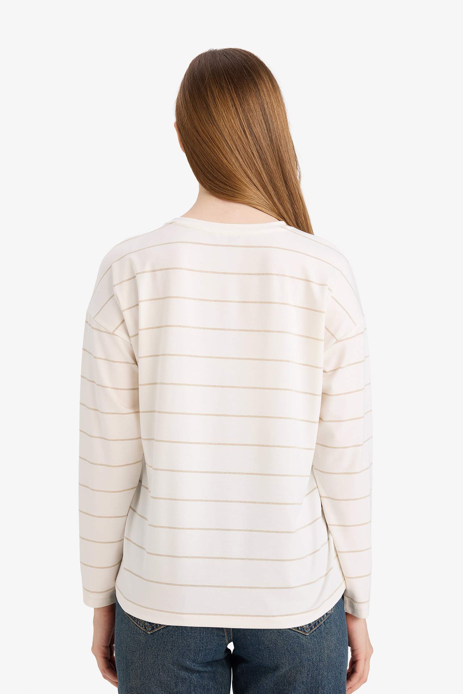 Relax Fıt Bisiklet Yaka Uzun Kollu Tişört