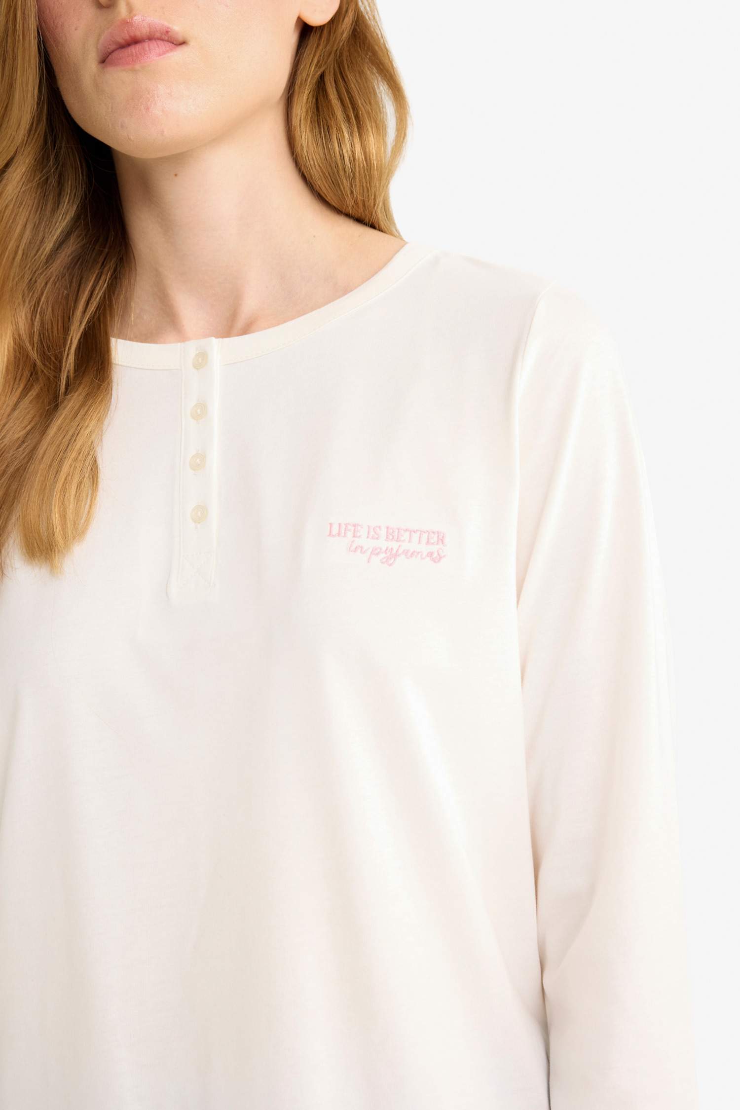 Pijama Takımı Regular Fit Uzun Kollu Üst Kareli Uzun Alt-Fall in Love