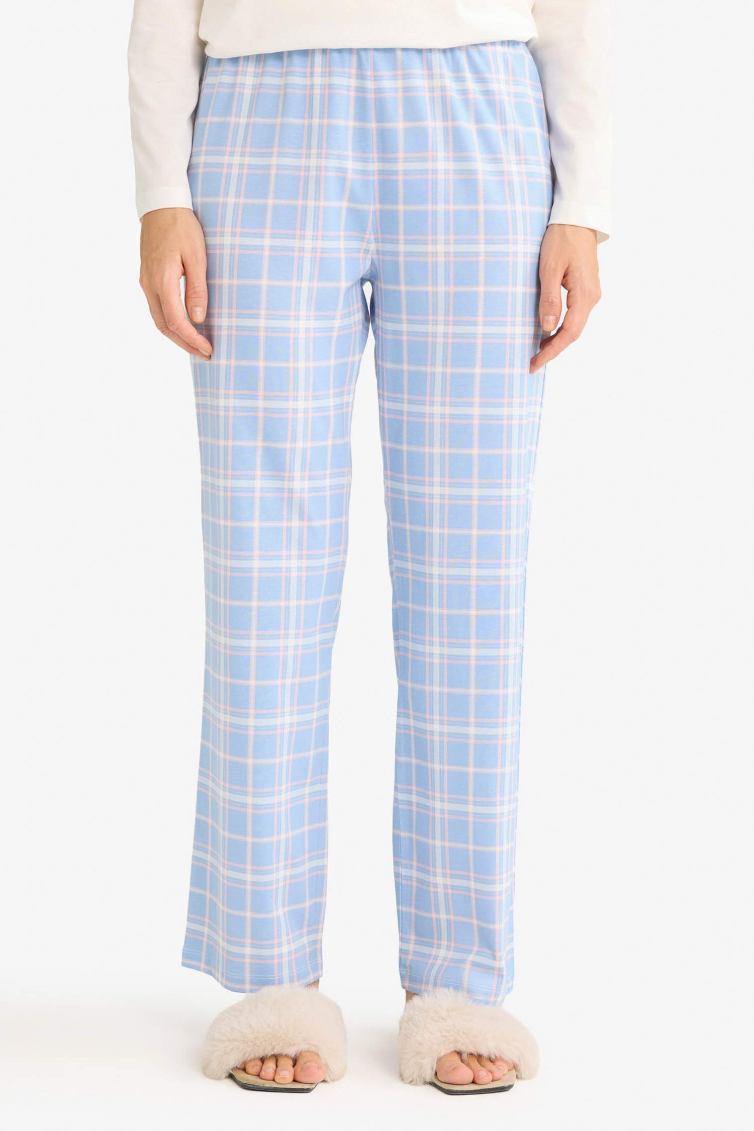 Pijama Takımı Regular Fit Uzun Kollu Üst Kareli Uzun Alt-Fall in Love