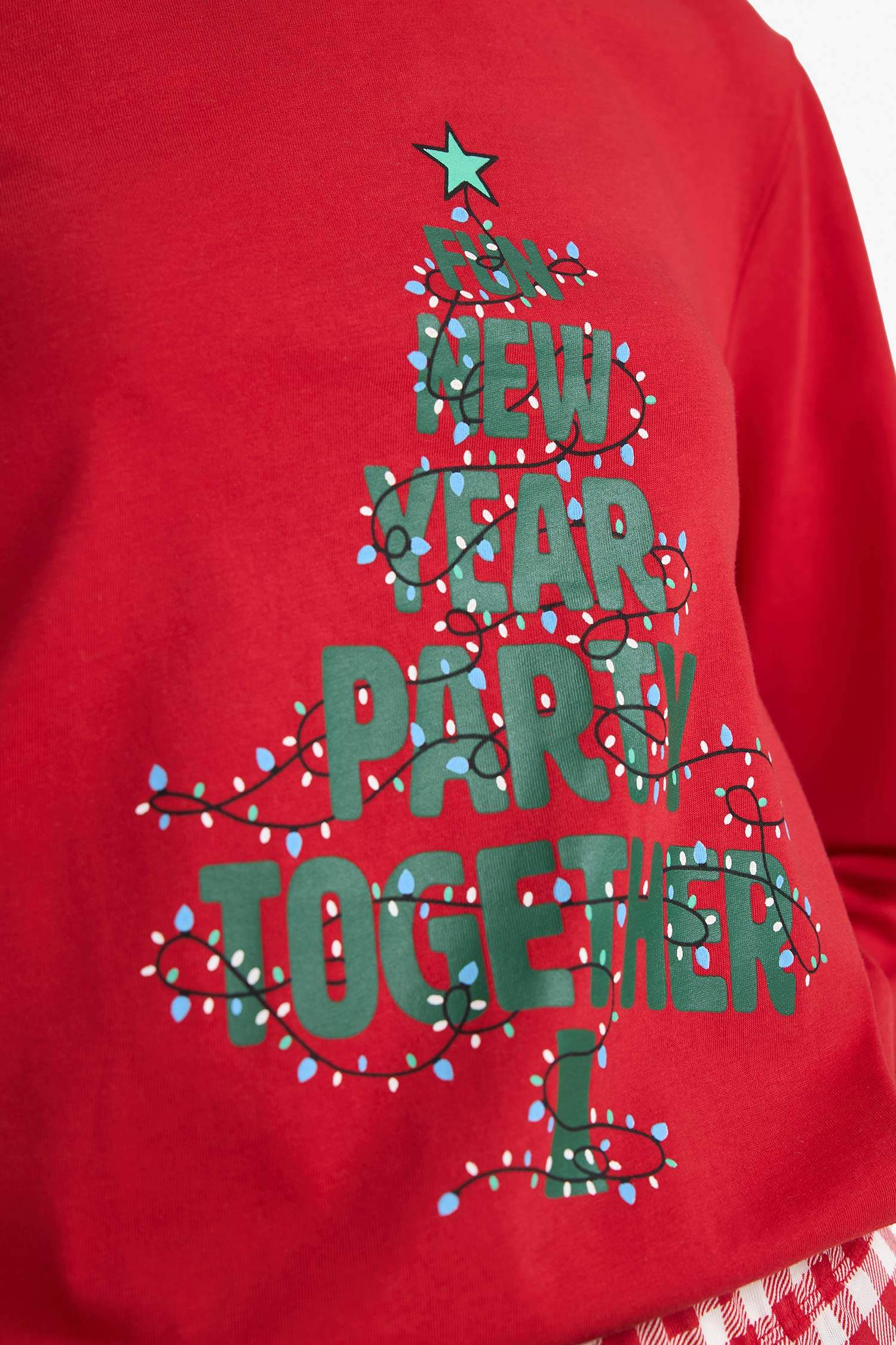 Yılbaşı Temalı Regular Fit Uzun Kollu Üst Uzun Alt-Fall in Love